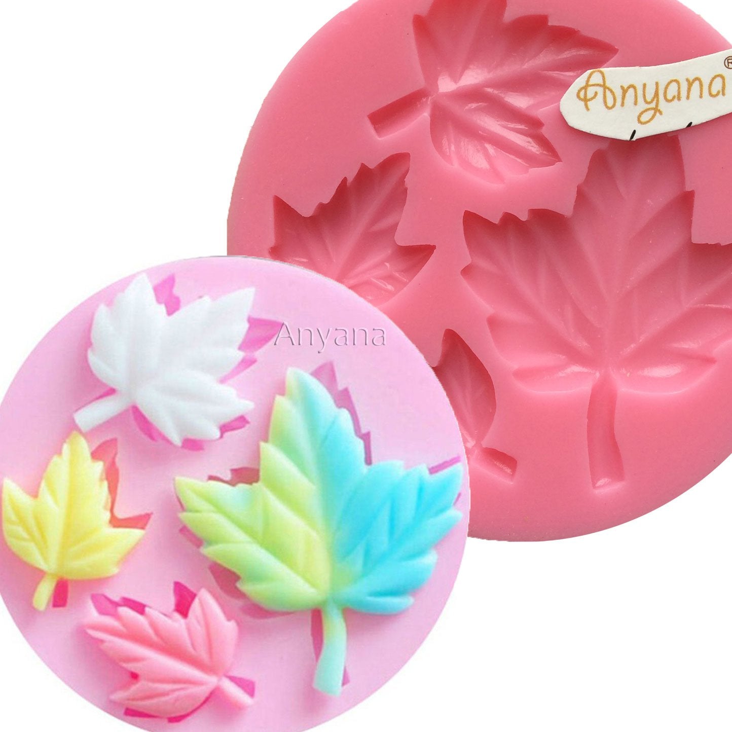 Anyana Maple Leaf Mold Leaves Fondant Candy Silicone Molds For Sugarcraft,Chocolate Mold,Cupcake Toppers, Polymer Clay,Crafting