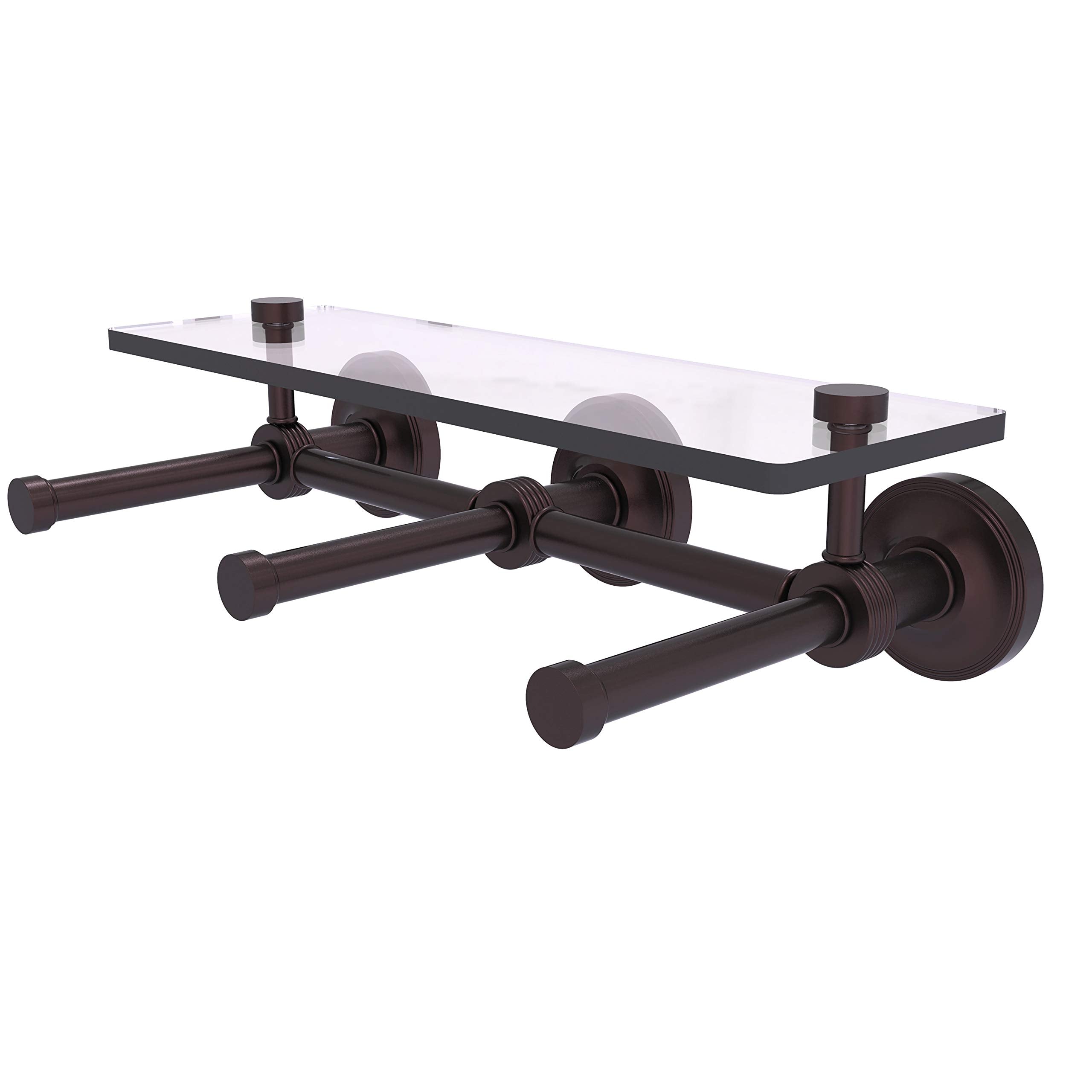 Prestige Regal Collection Horizontal Reserve 3 Roll Toilet Paper Holder with Glass Shelf - Antique Bronze