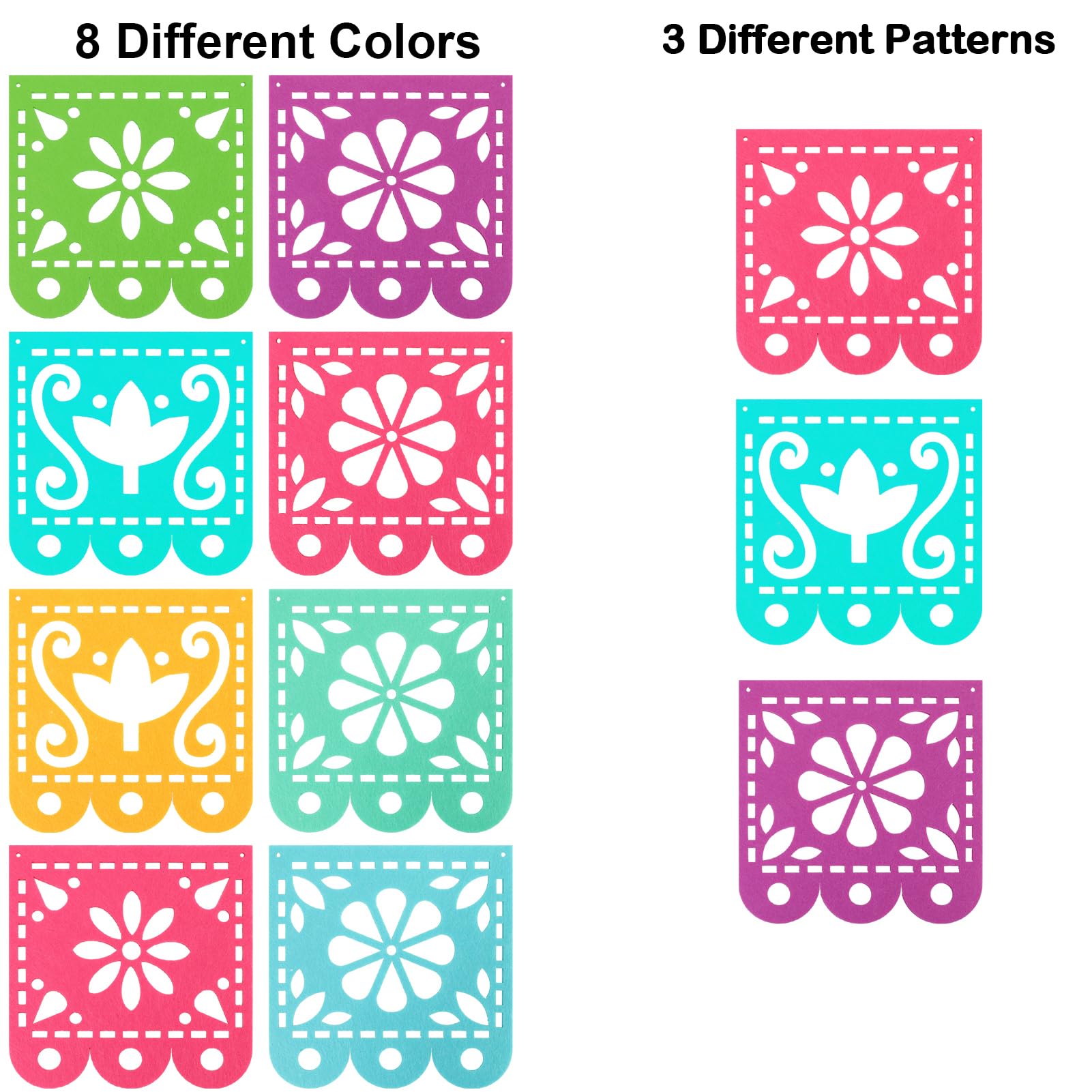 Qpout 2 Mexican Fiesta Party Decorations Banners, Felt Cinco De Mayo Decorations Banner, Day Of The Dead Decor Papel Picado Bann
