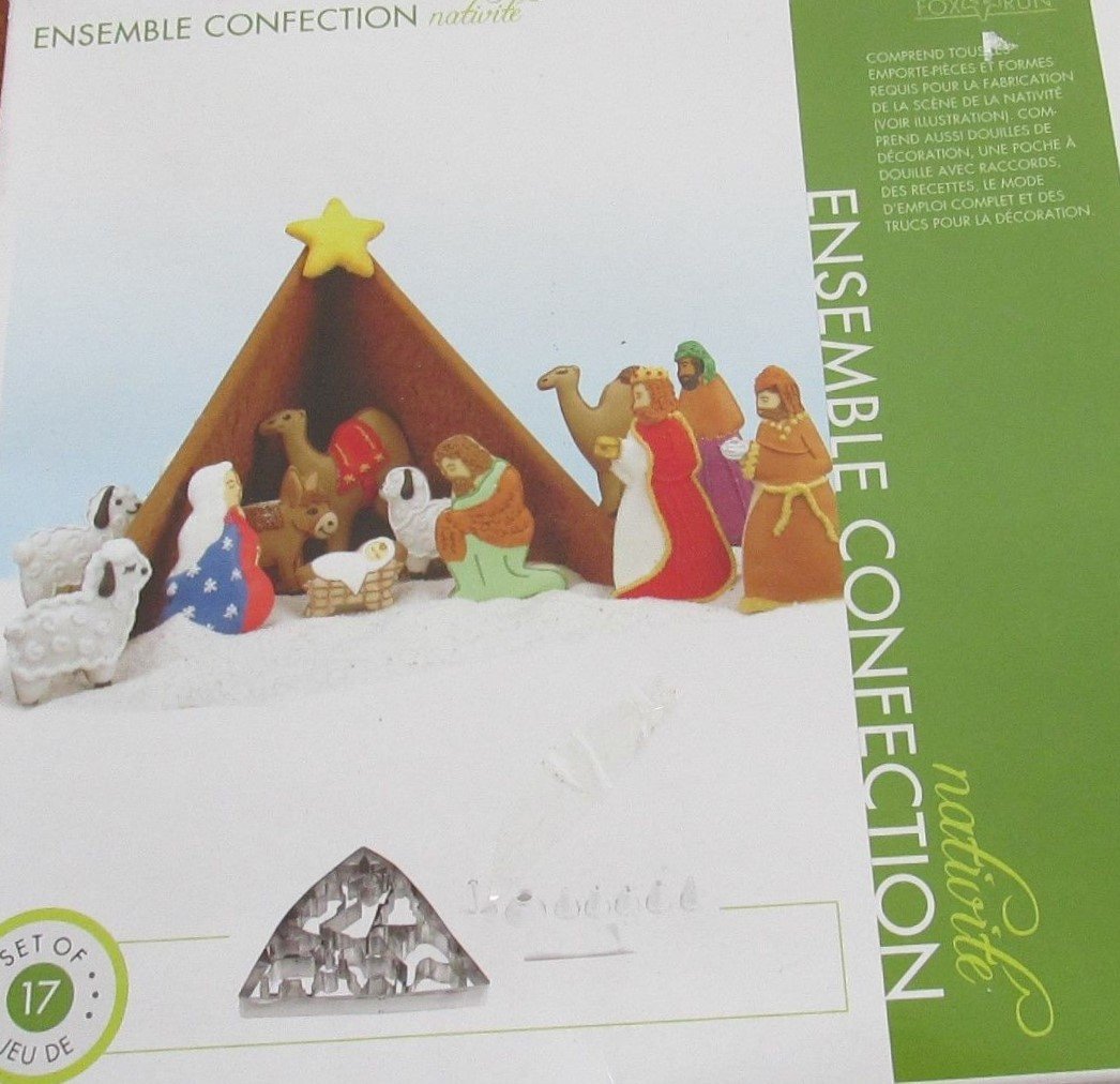Fox Run Nativity Scene Cookie Cutter Bake Set, 21-Piece, Metallic for Christmas Baking