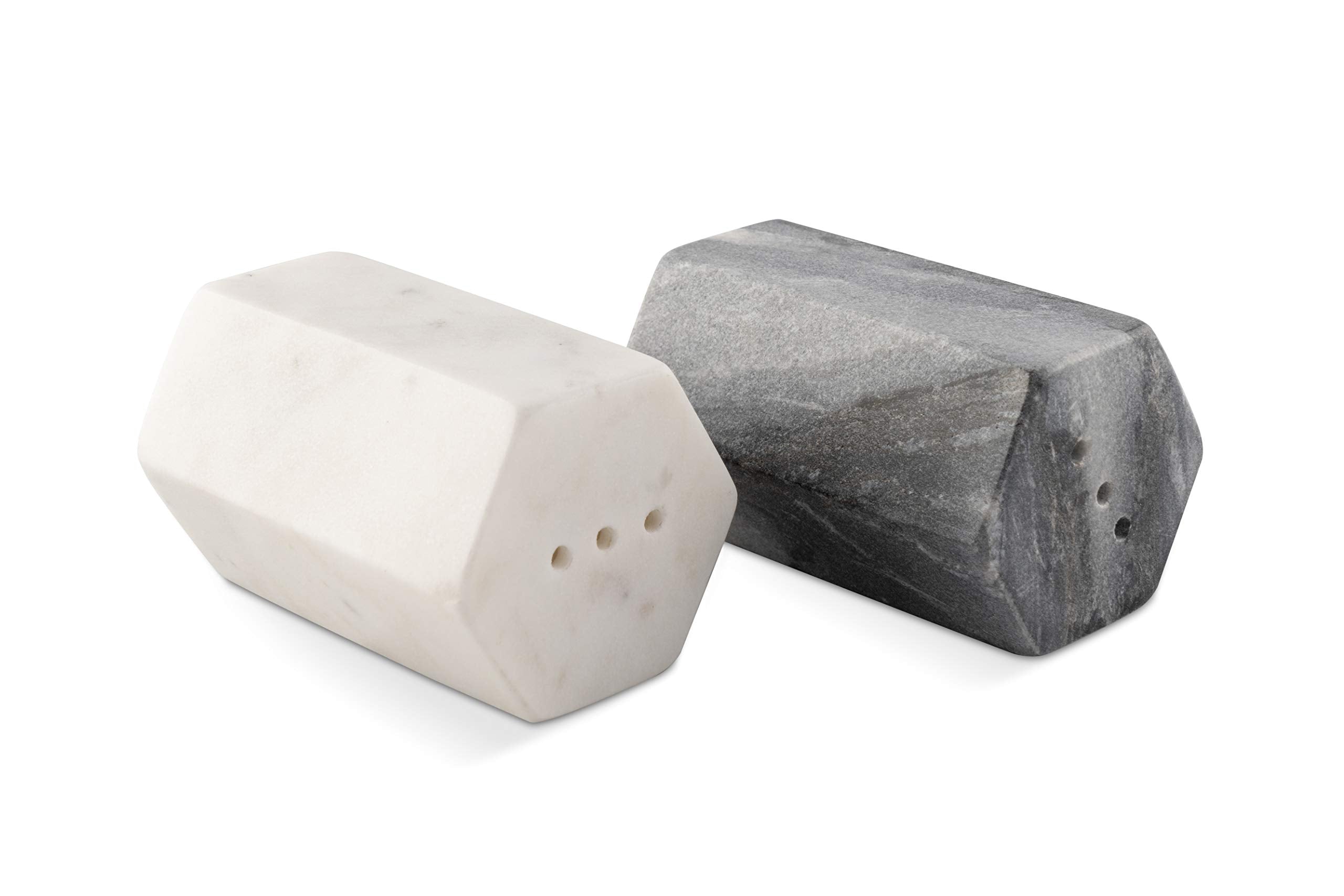 Gocraft Salt And Pepper Shakers | Handcrafted White And Black Marble Salt And Pepper Shakers