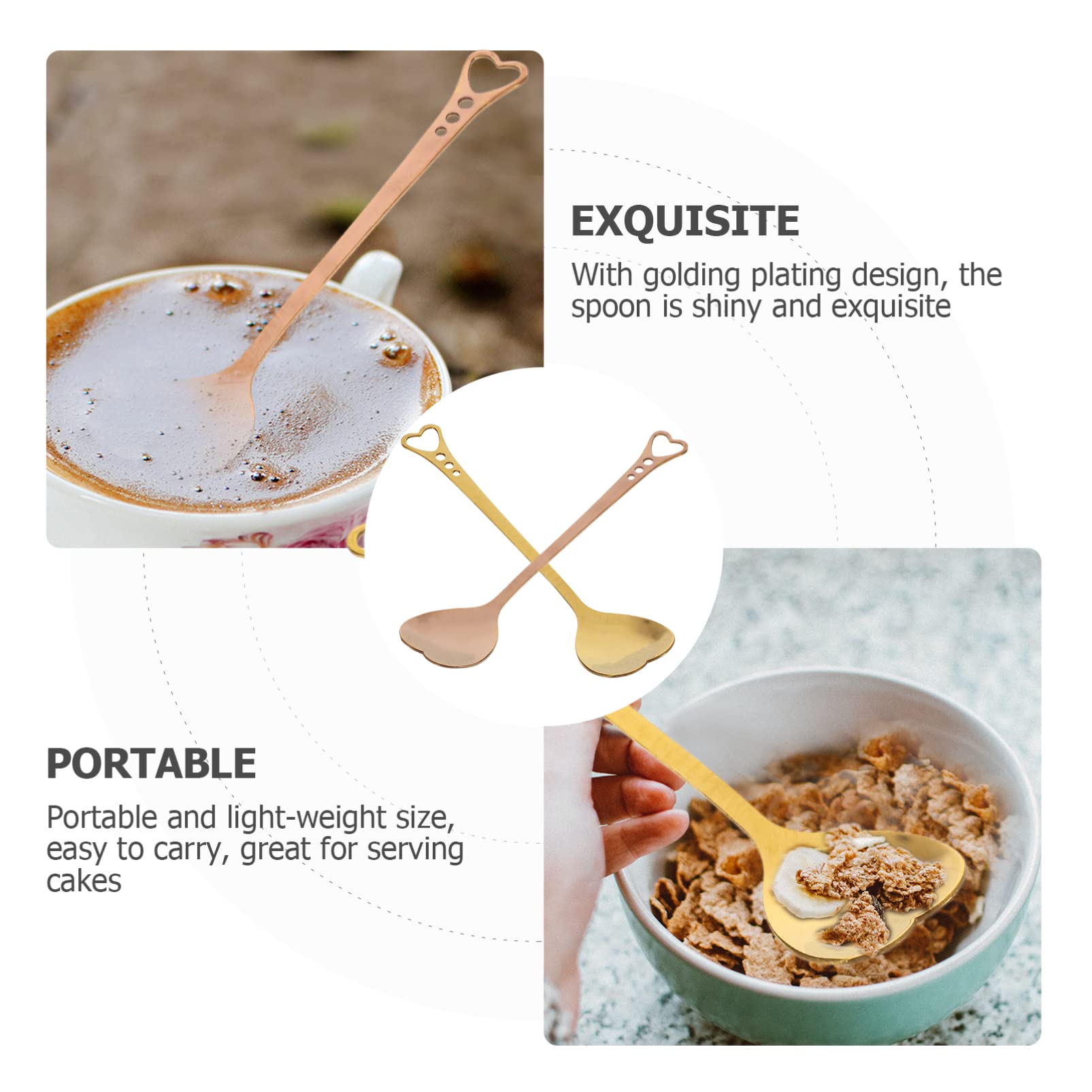 Doitool Stainless Steel Heart Spoon Milk Dessert Spoons For Home Kitchen Coffee Sugar Tea Cake Stirring Mixing Appetizers Silver