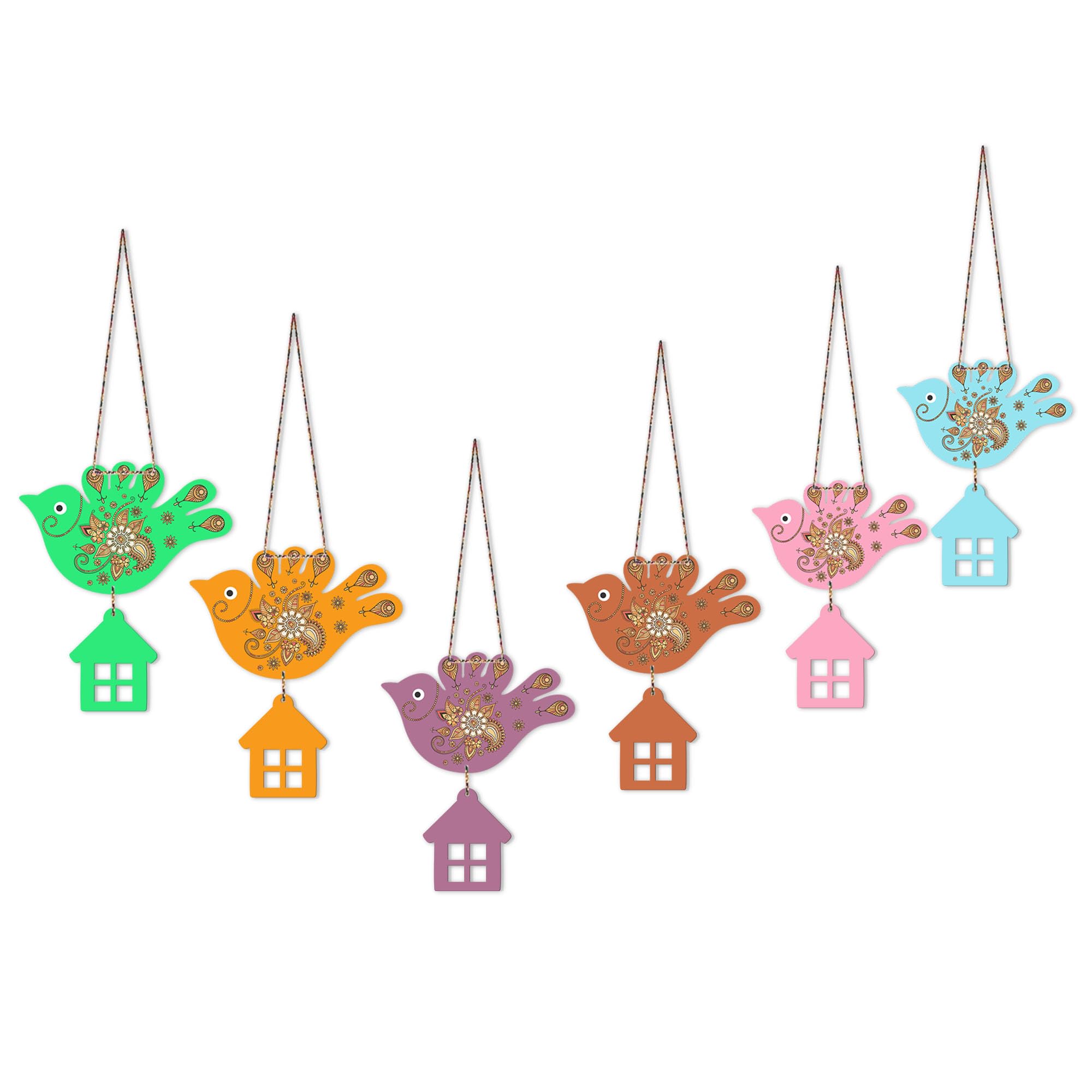 Artvibes Multicolored Flying Birds Decorative Wall Art Mdf Wooden Wall Hanger For Living Room | Office | Cafe | Aesthetic Wooden
