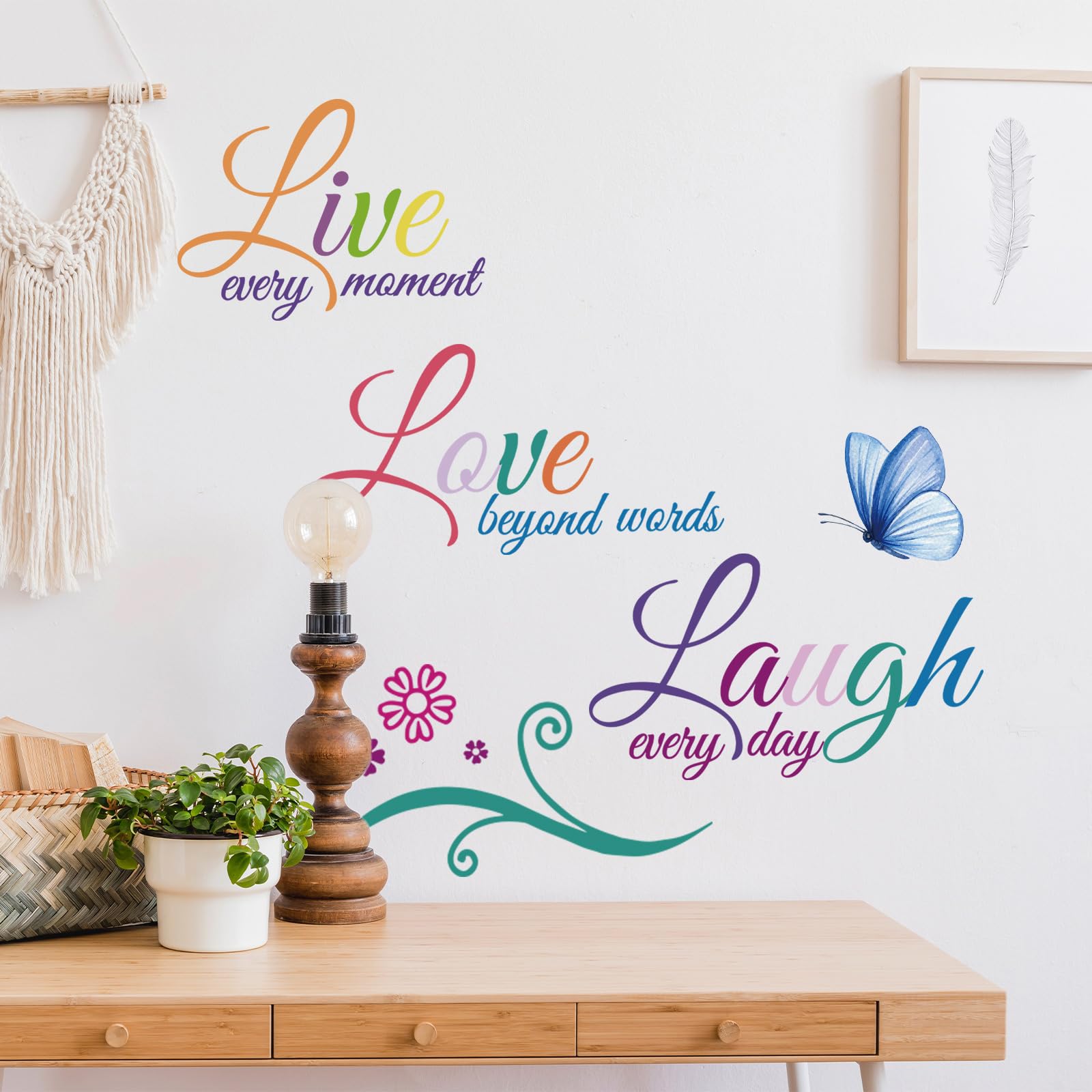 Zonon 3 Sheets Vinyl Wall Quote Stickers Love Faith Hope Family Inspirational Stickers Motivational Wall Decals Bible Verse Insp