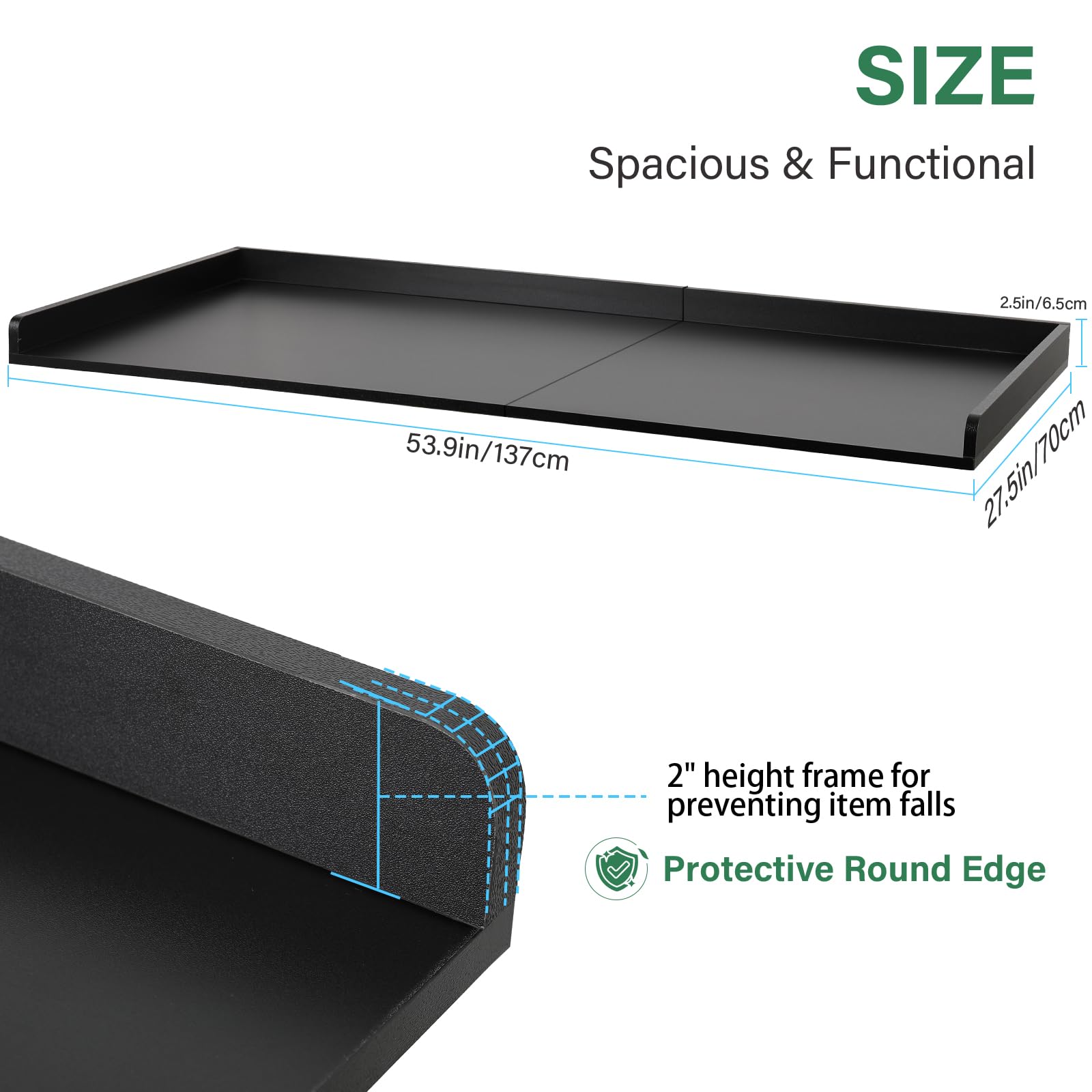 Clicliet Washer Dryer Countertop, Laundry Countertop With Edge Rails, 27.5'' Depth X 54'' Washer And Dryer Covers For The Top, F