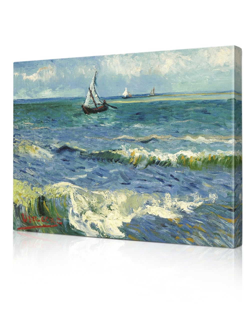 Decorarts - The Sea At Les Saintes-Maries-De-La-Mer, Vincent Van Gogh Art Reproduction. Oversize Giclee Canvas Prints Wall Art F