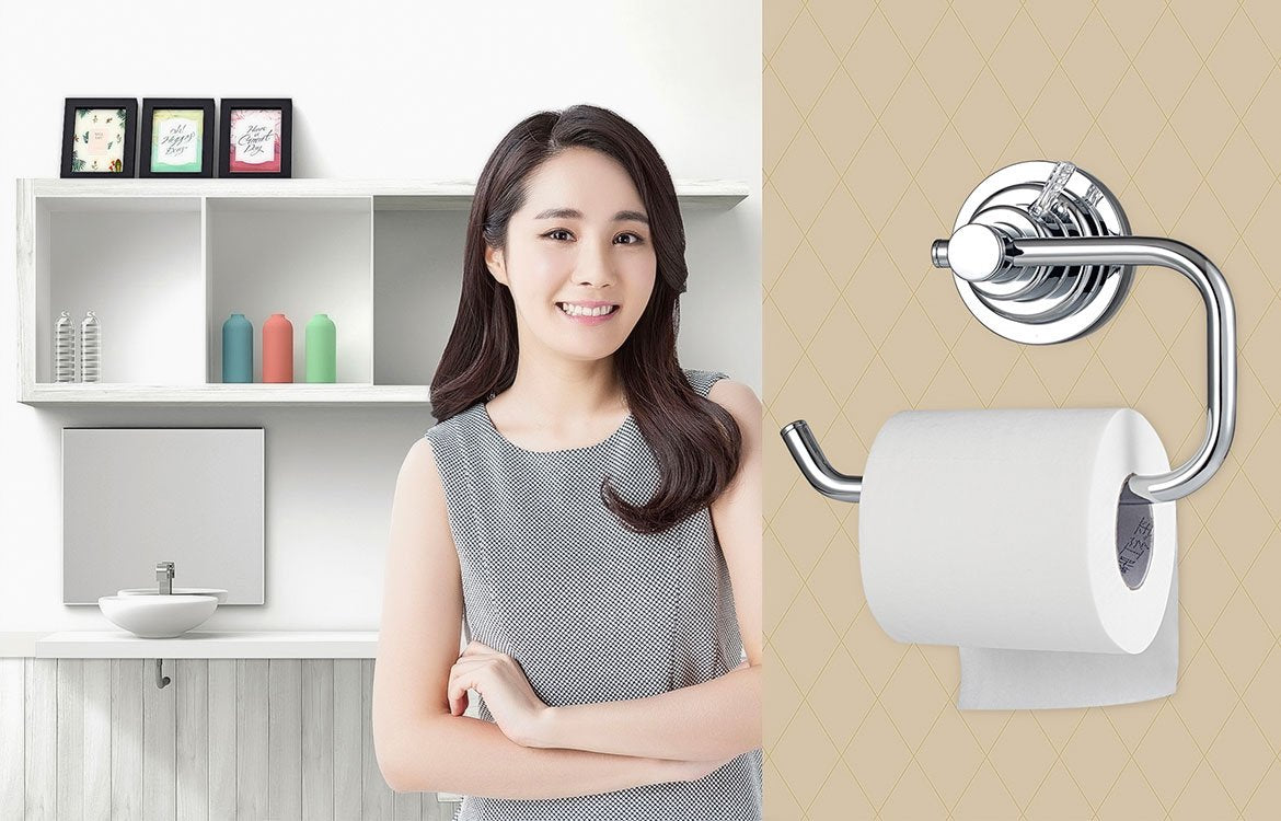 Bopai Modern Vacuum Suction Cup Toilet Paper Holder,Removable Bracket For Bathroom Kitchen.Chrome