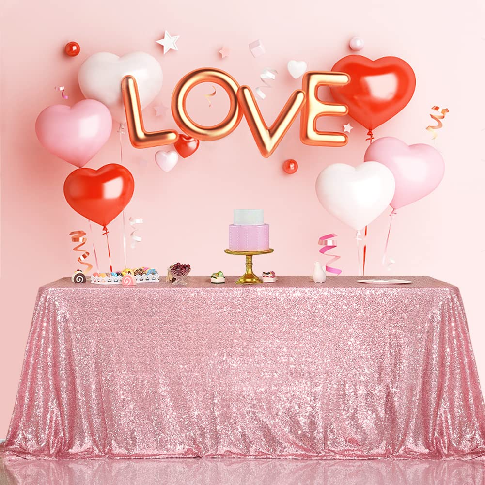 Eternal Beauty Sequin Tablecloth, 90X132 Rectangle Valentine'S Day Sequin Tablecloth For Party Cake Dessert Table Exhibition Eve