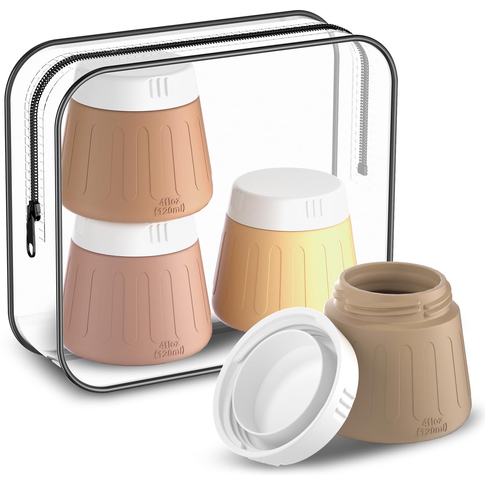 Gemice 4 Oz Travel Size Containers For Toiletries, Leak-Proof Silicone Slime Jars With Lids, Bpa Free Small Round Cosmetic Slime