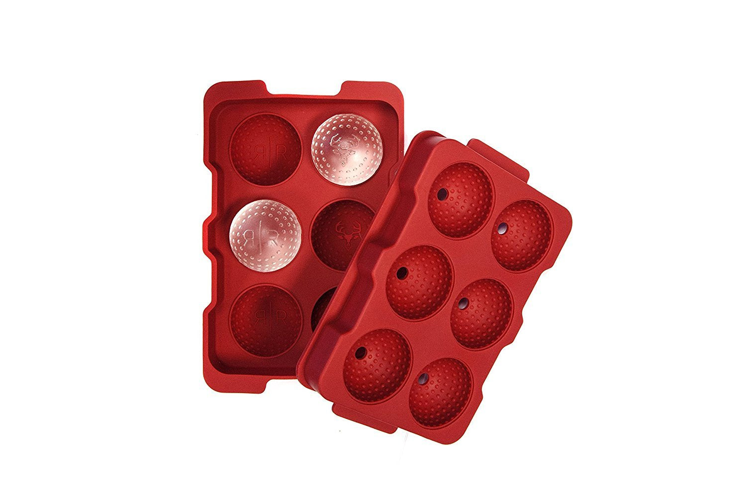 Rival And Revel R|R Rocks - 6 Ball Tray - R|R Rocks - Golf Ball Ice Maker, Red, 6.75'' X 4.5'' X 2''