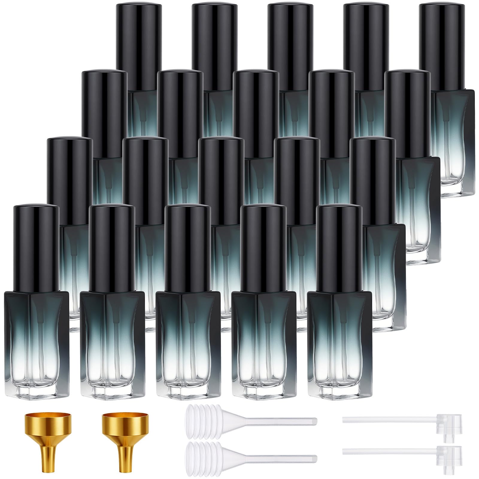 Segbeauty 20pcs 0.17oz Bulk Glass Perfume Atomizer, Blue Empty Perfume Bottles, 5ml Fine Mist Cologne Travel Bottle Refillable, 