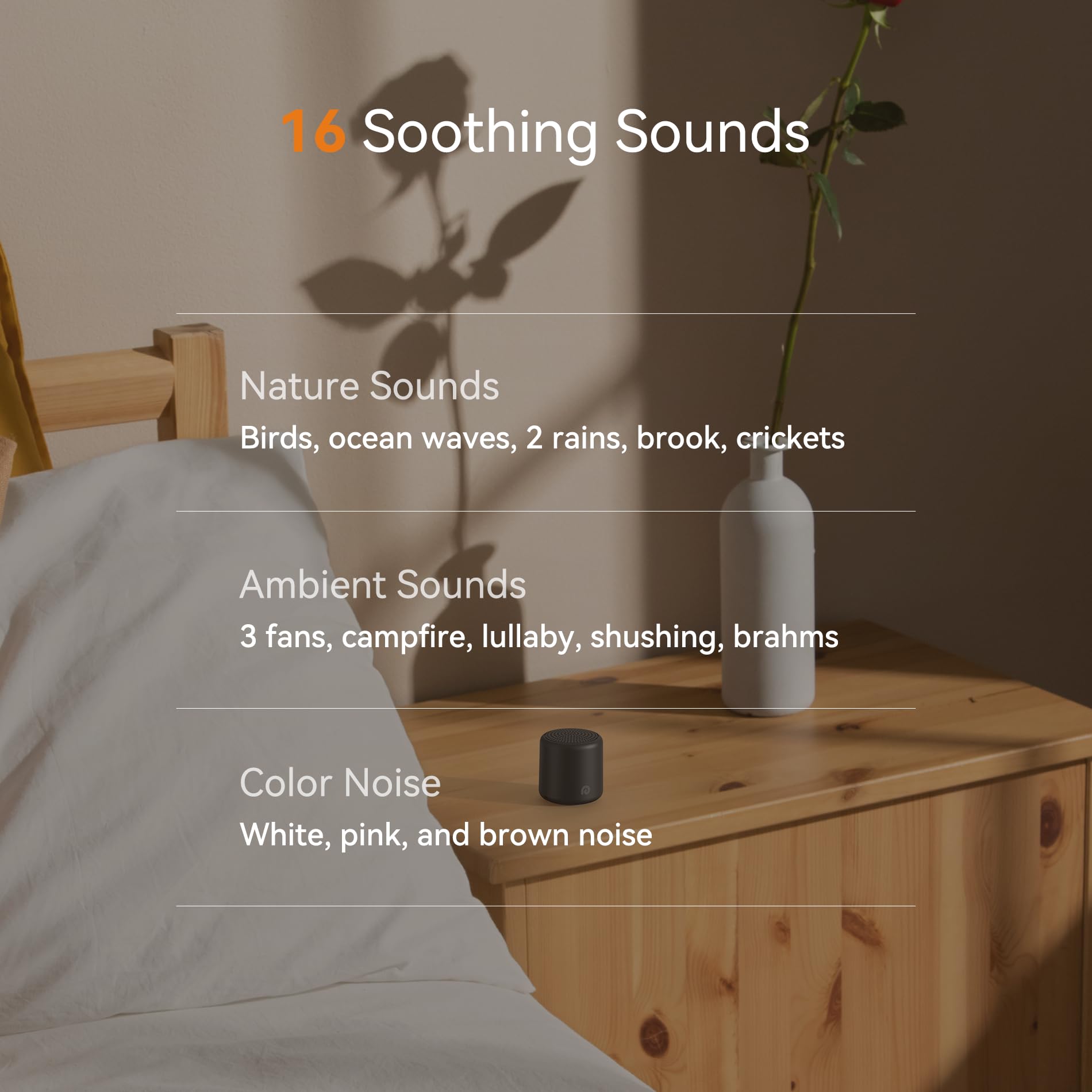 Dreamegg Travel Sound Machine - Portable Sound Machine for Baby Adults, Travel Sound Machine for Sleep, 16 Nature Sound, Timer,