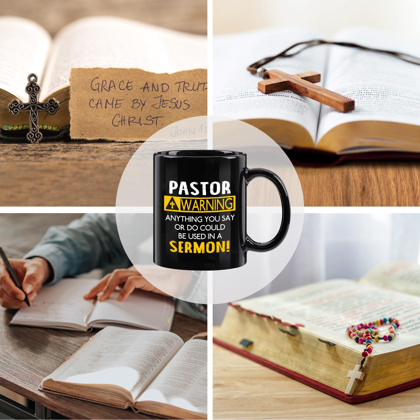 YHRJWN - Pastor Appreciation Gifts, Pastor Warning Coffee Mug, Pastor Appreciation Religious Gifts for Men Friends Coworker, Uni