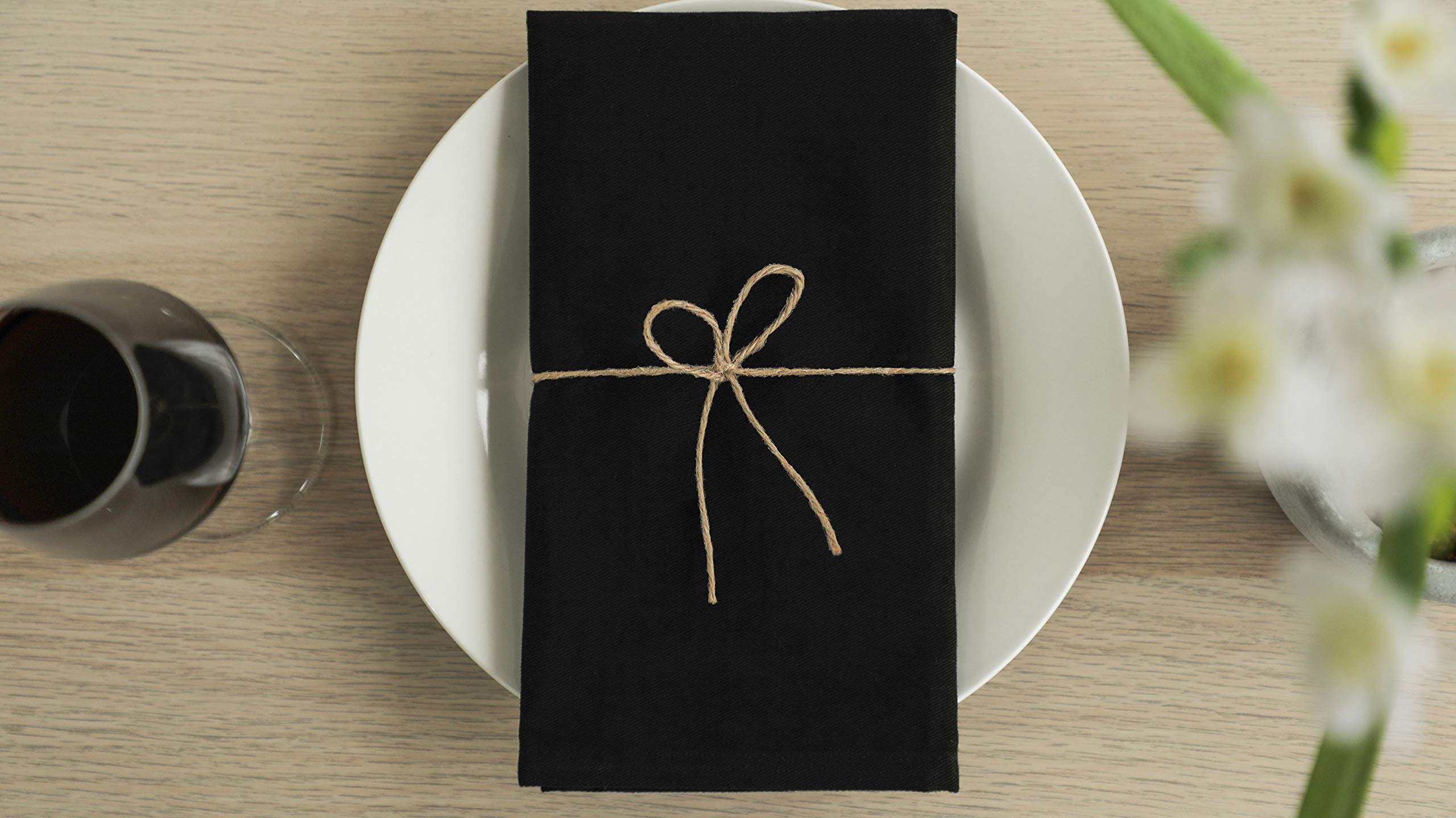 AMOUR INFINI Cotton Napkins | 12 Pack | 18 x 18 Inch | 100% Ring Spun Premium Cotton | Perfect for Restaurants  Events and Dinner Napkins | Highly Absorbent Cloth Napkins | Black