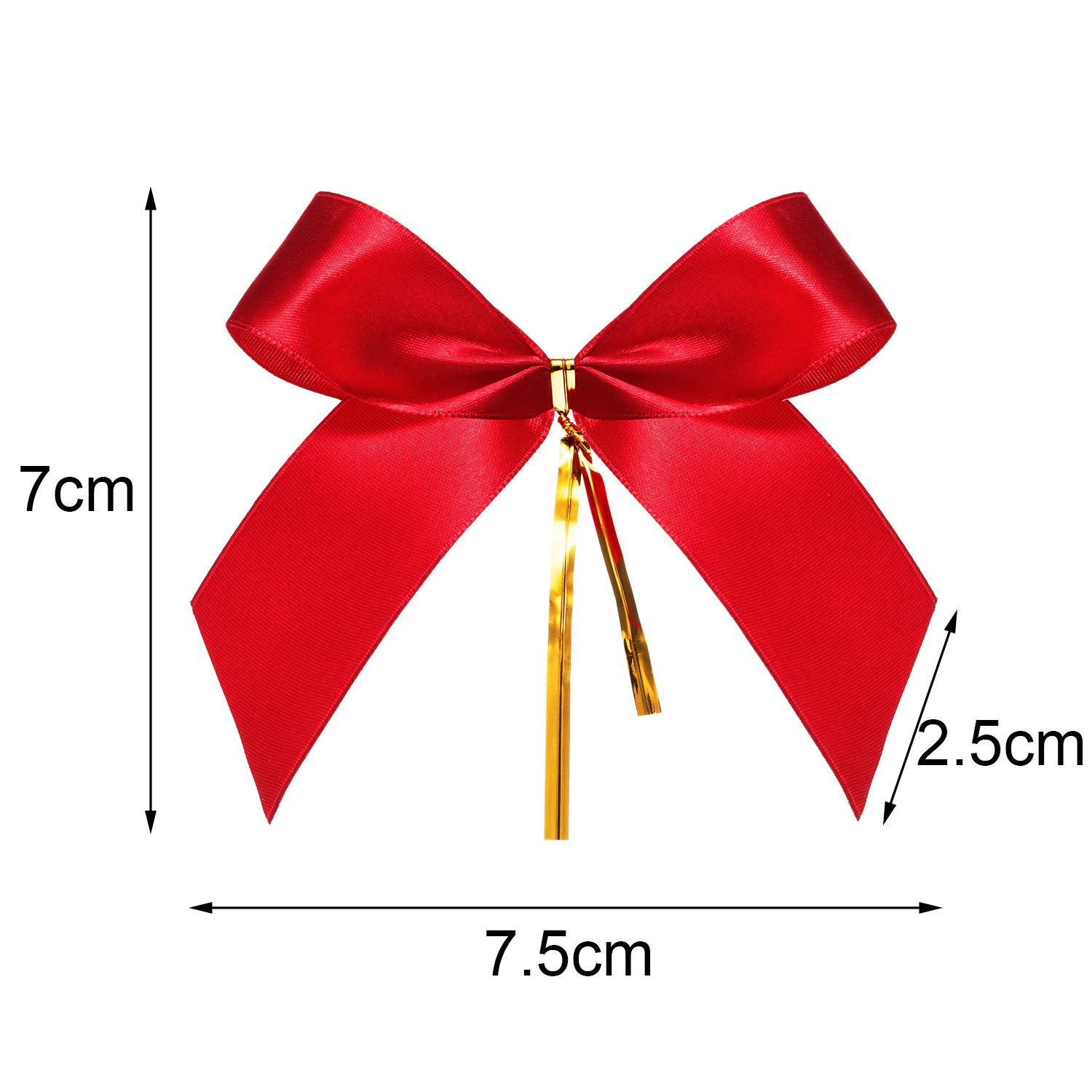 Sumind 48 Pieces Christmas Bow Mini Red Ribbon Bow Tie 3 Wreath Ornaments for Christmas Tree Xmas Decoration