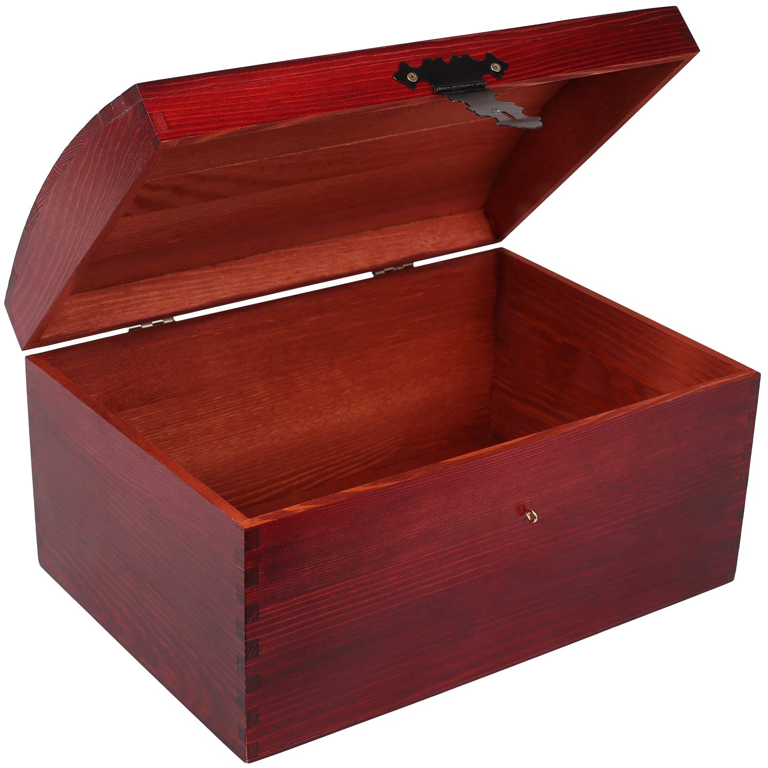 Creative Deco Large Wooden Storage Box Burgundy with Hinged Lid | 13.58x9.84x7.55in | Keepsake Treasure Chest Trunk | Memory Box