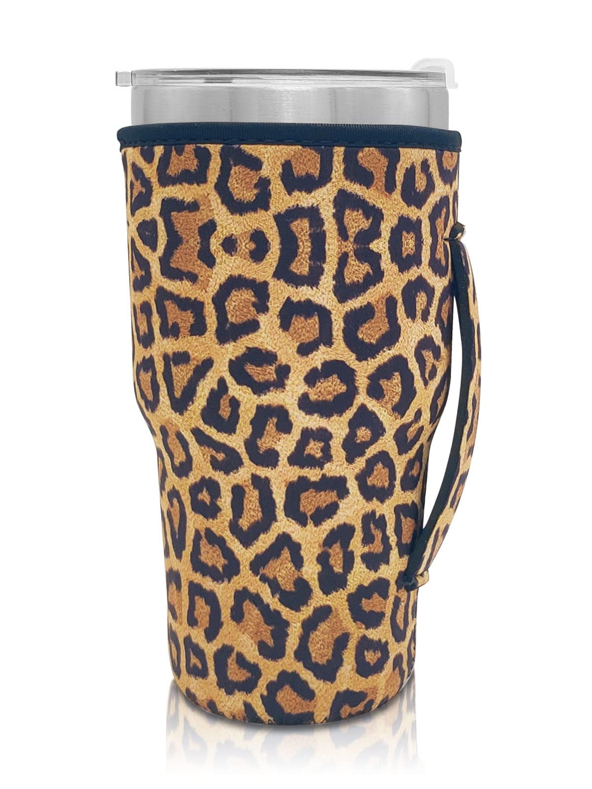 Bottle Sleeve Leopard Print Rainbow Sunflower Water Neoprene Insulated Sleeve Bottle Cover Pouch For 30Oz Tumbler Cup (Only Cup