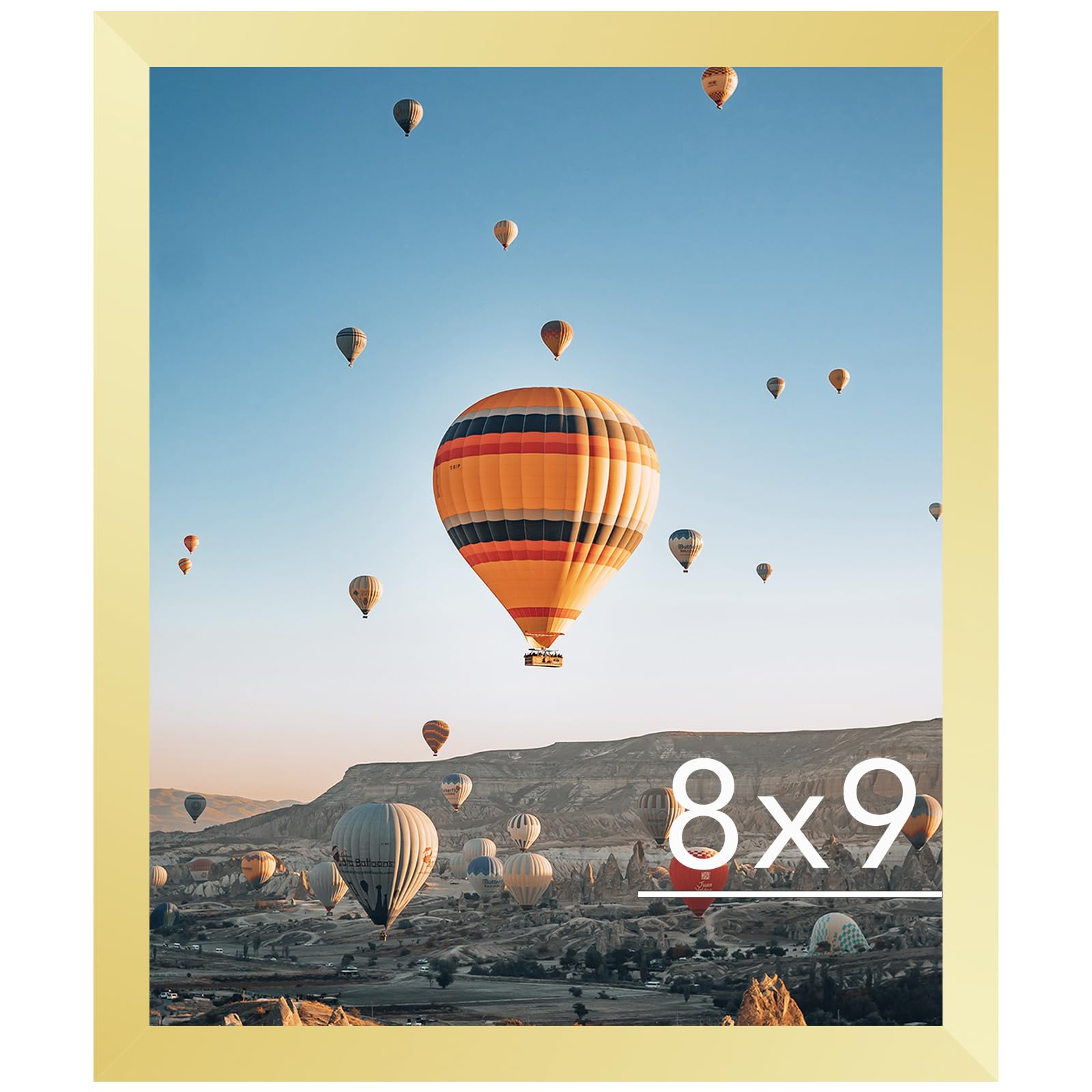 JCJMY 8x9 Picture Frame Gold for Wall Hanging or Tabletop, Wall Mounting Horizontally or Vertically, 8 x 9 Wall Gallery Poster P