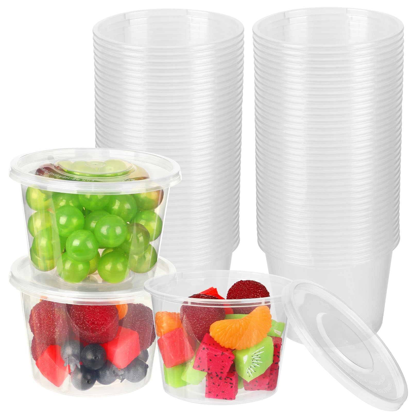 Augshy Deli Food Containers with Lids 12 oz, 40 Sets Food Storage Plastic Containers With Lids Reusable Plastic Containers Free 