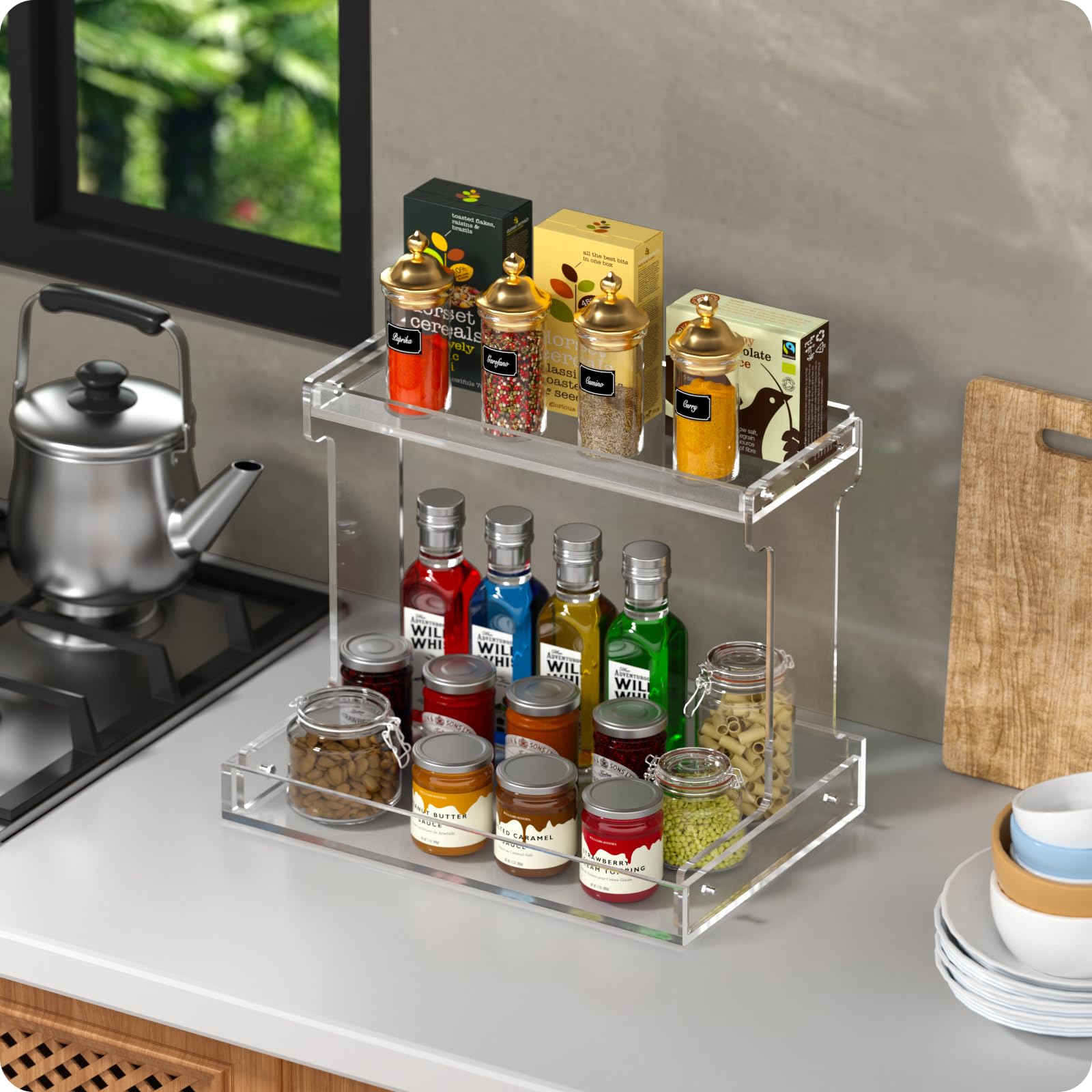 Npplus Bathroom Countertop Organizer, 2-Tier Clear Acrylic Counter Storage Shelf For Bathroom Counter Organizer, Clear Makeup St