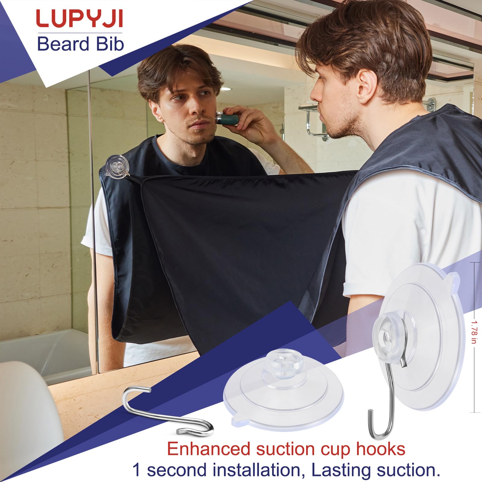 Lupyji Beard Bib Apron, Adjustable Hair Catcher For Shaving Non-Stick Shave Cape Grooming Accessories, Christmas Gift For Dad (B