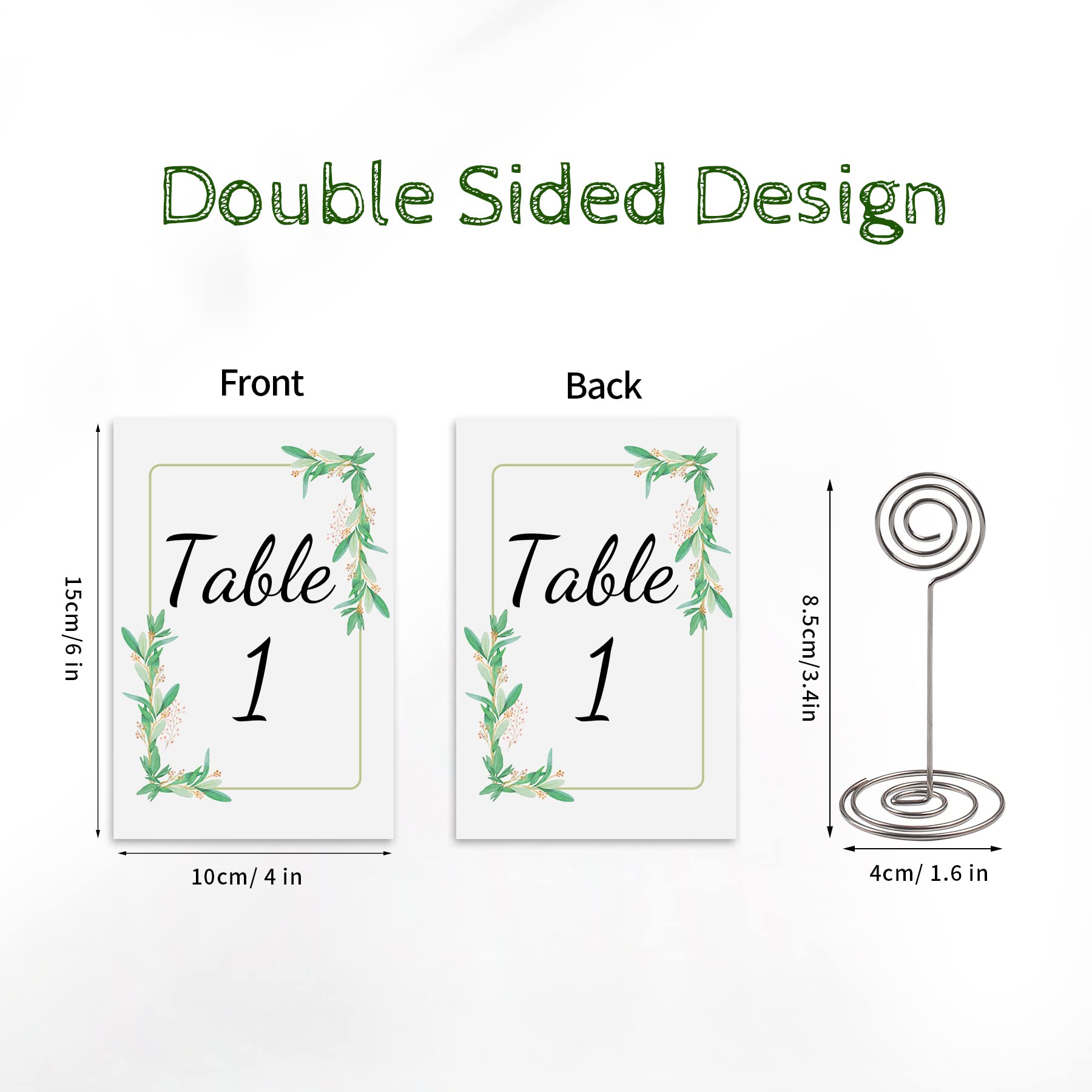 Power Unico Flower Table Numbers 1-25 Plus Head Table Card, Double-Sided 4 * 6In Card Stock With Matched Silver Table Number Hol
