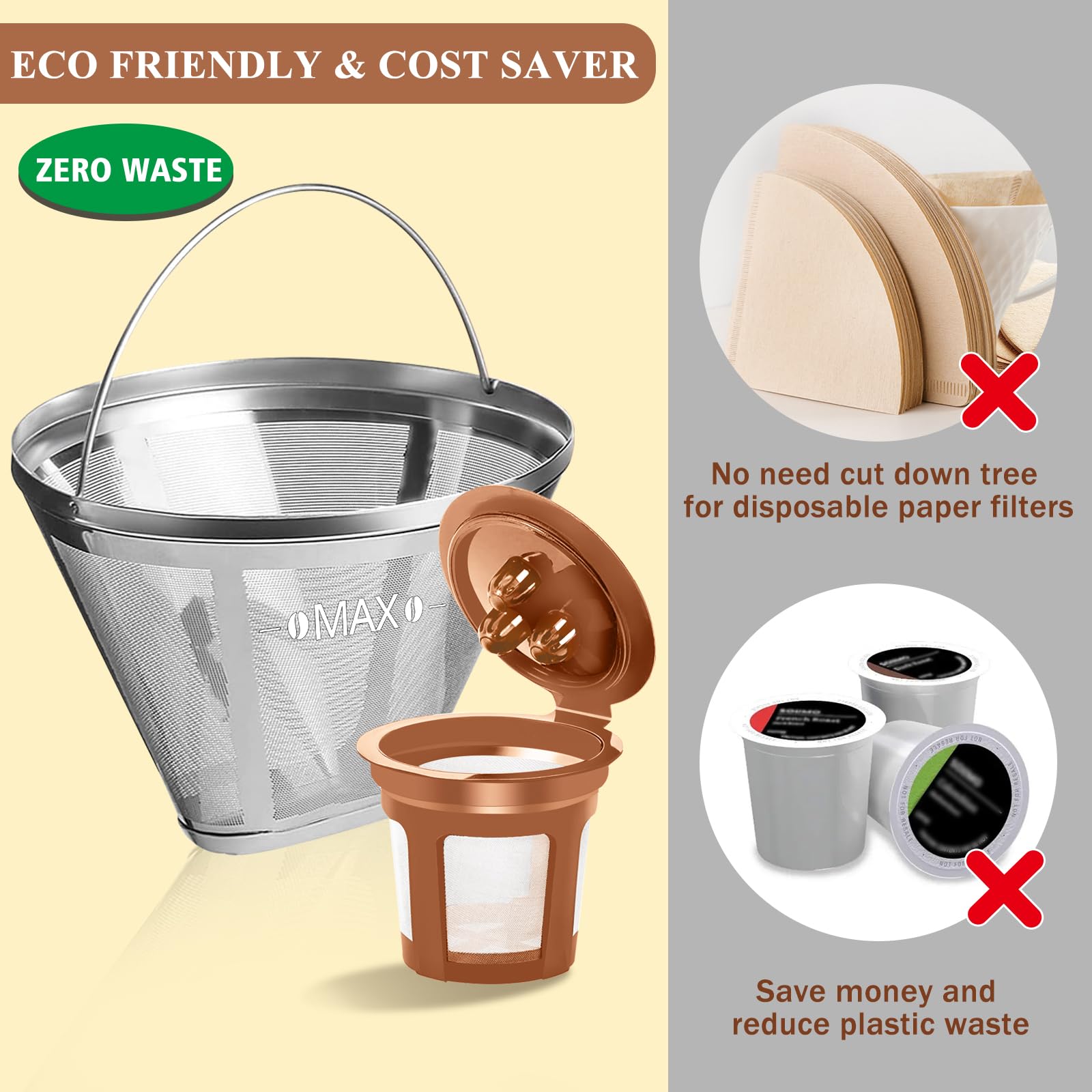 Reusable Coffee Filter For Ninja Coffee Maker, 2 Pack K Cups Reusable Coffee Pod #4 Cone Coffee Maker Filter Stainless Steel For