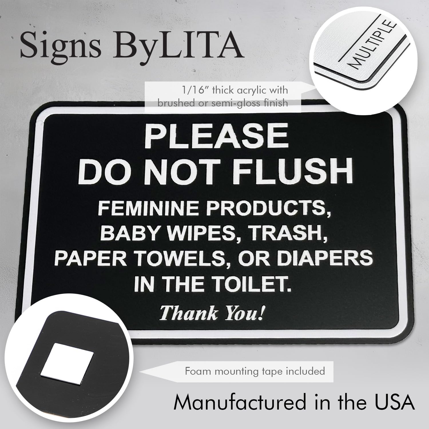 All Quality Classic Framed Please Do Not Flush Thank You Bathroom Etiquette Sign - 6 X 8 (Walnut)