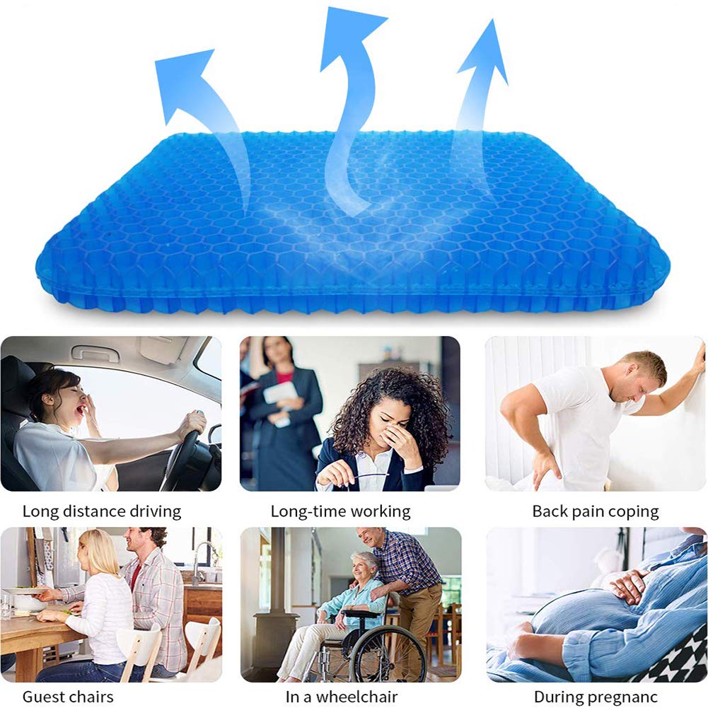 Large Gel Seat Cushion, Double Layer Egg Gel Cushion For Car Seat Office Wheelchair Chair, Breathable Chair Pads Help In Relievi