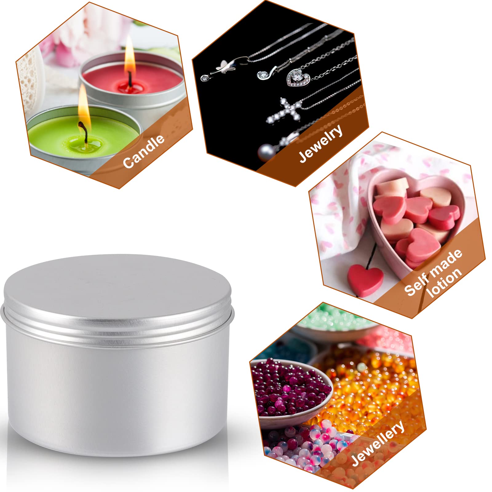 OBKJJ 42 Pack Round Cans with Screw Lid 7 Oz Aluminum Metal Tins DIY Food Candle Containers for Lotion Bars  Balms  Salve  Spices  Beard Balm  Crafts with 4 Markers 6 Sheets Label Stickers
