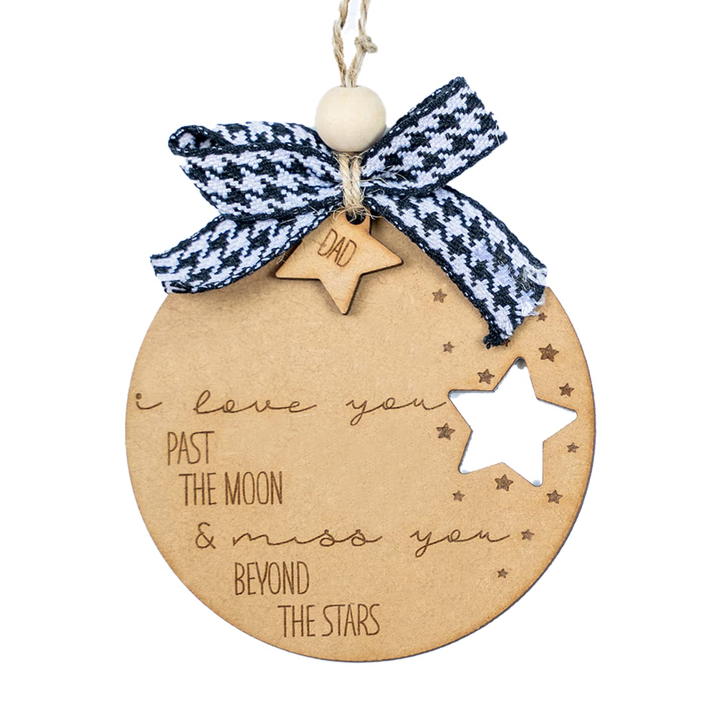 I Love You Past The Moon Wooden Memorial Christmas Ornaments - Dad Memorial Sympathy Gifts for Loss