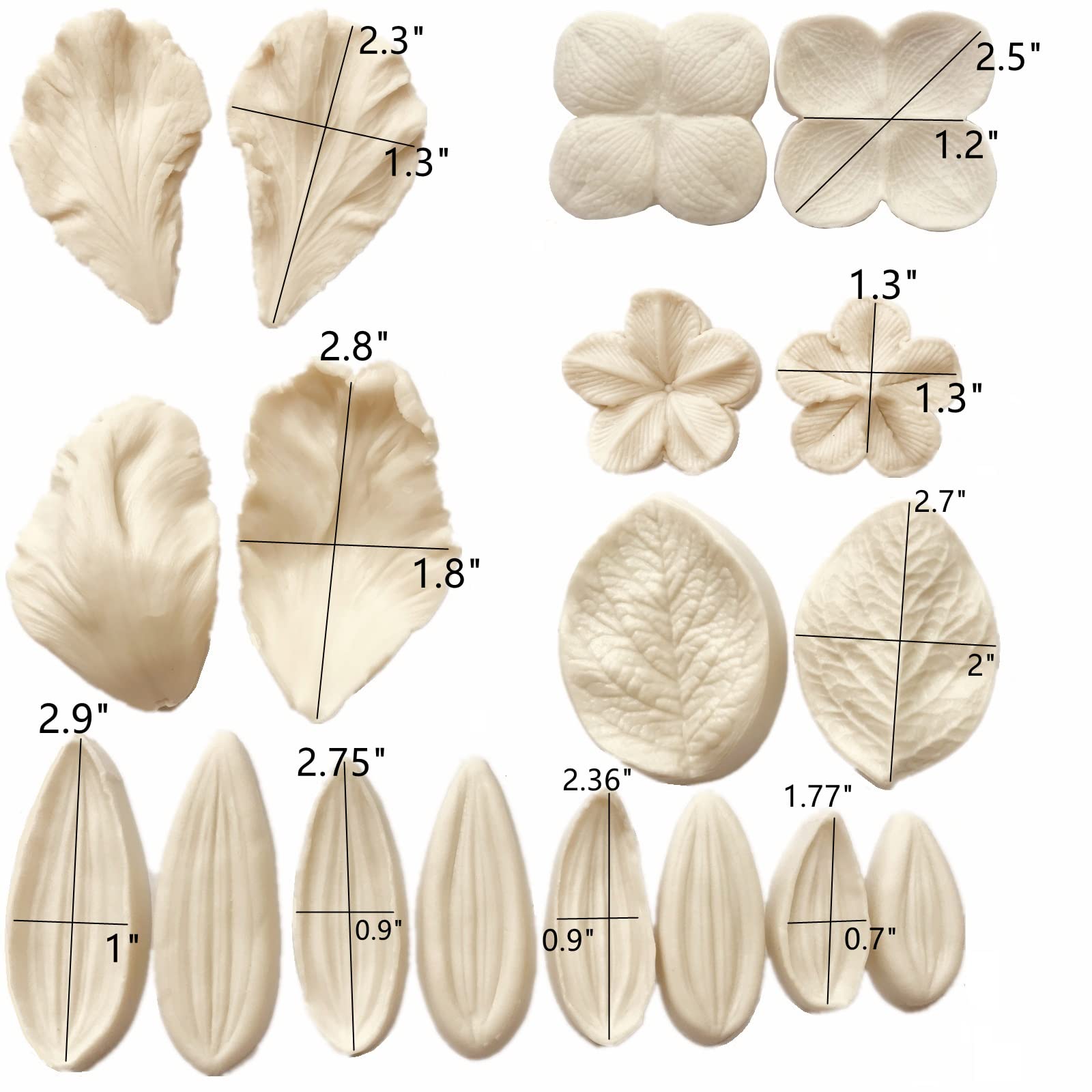 6Set Gum Paste Flower Silicone Mold - Fondant Flower Mold Sugar Paste Flower Molds For Hydrangea Dahlia Plum Blossom Tulips Hibi