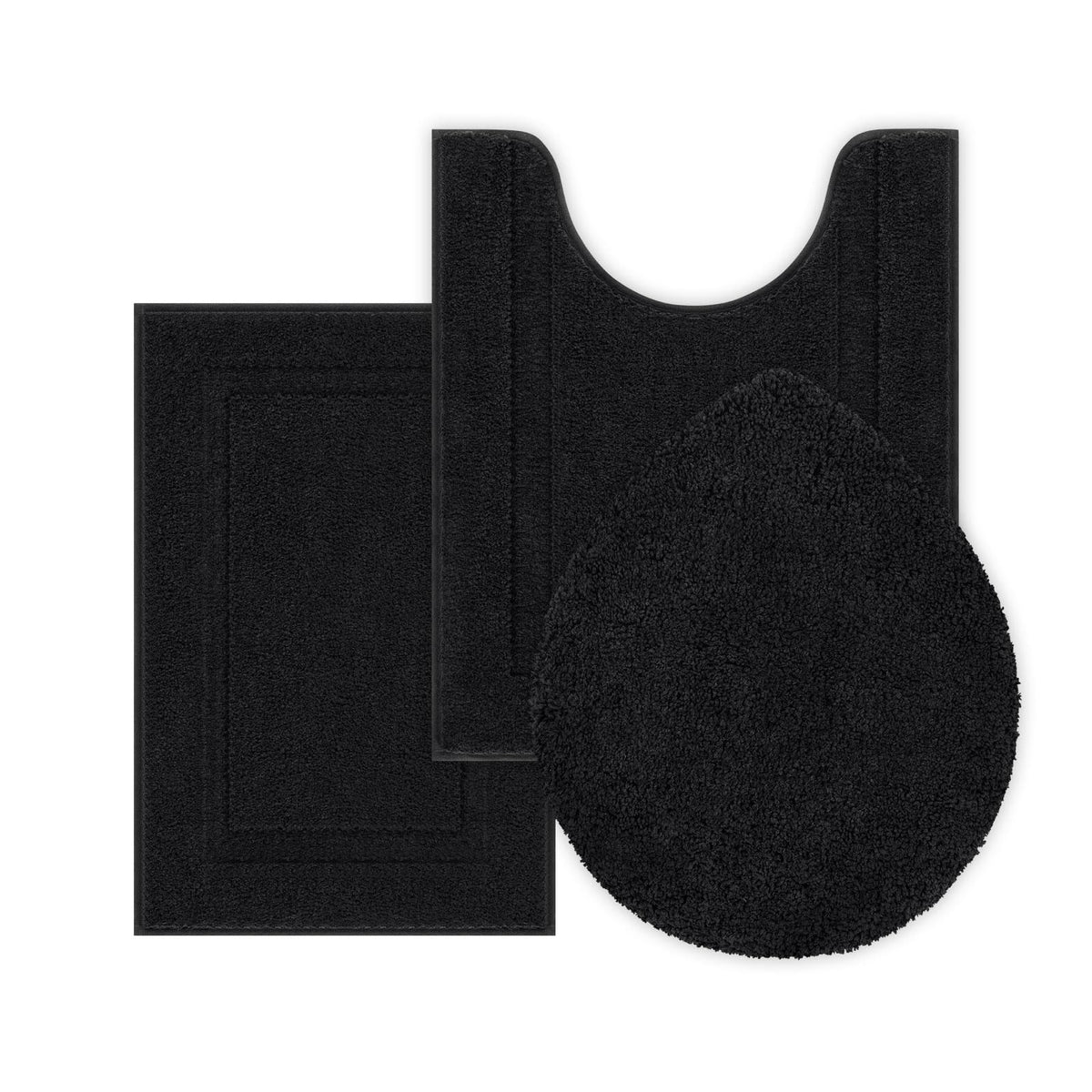 Shacos 3 Piece Bathroom Rug Set With Toilet Lid Cover, Extra Soft Absorbent Microfiber Bath Rugs 20''X32'' And U-Shaped Toilet,