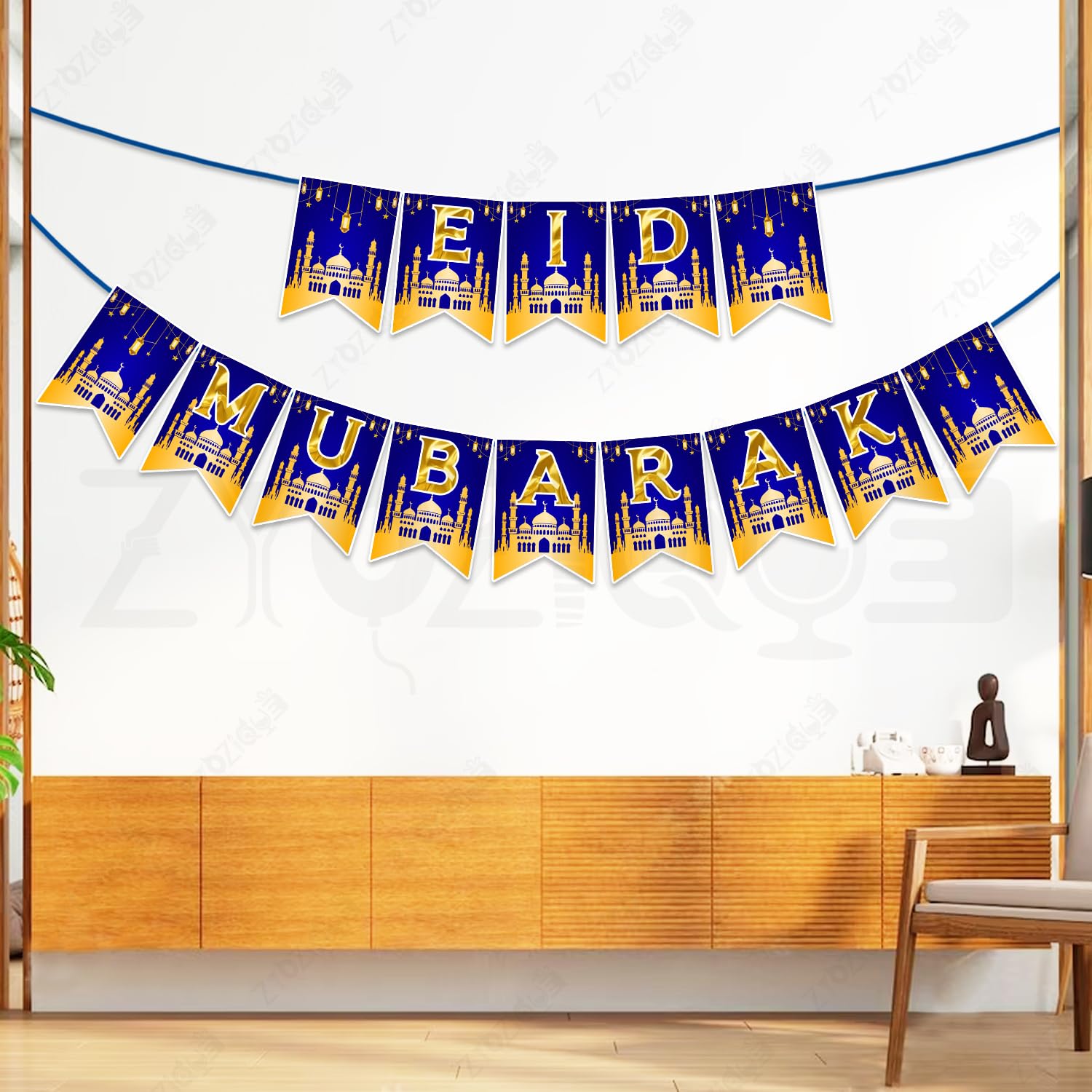 Zyozique Eid Mubarak Decorations Paper Banner, Home Decoration Paper Banner  Eid Mubarak Decorations Items, Backdrop Decor Kit