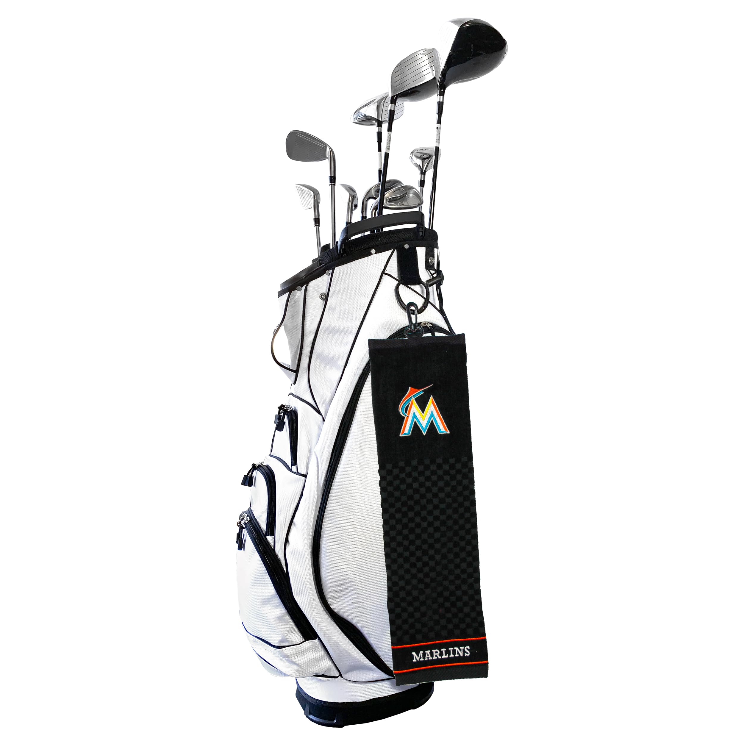 Team Golf Mlb Miami Marlins Embroidered Golf Towel Embroidered Golf Towel, Checkered Scrubber Design, Embroidered Logo