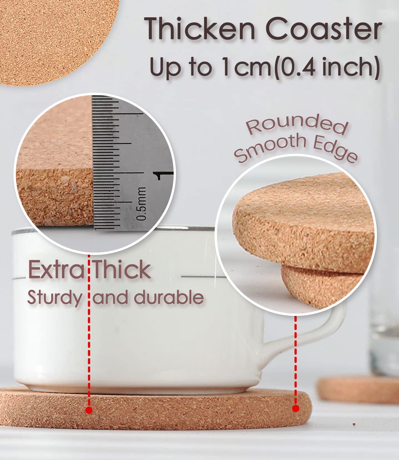 Kitlab Cork Trivet, 6 Pack High Density Thick Cork Coaster Set For Hot Dishes And Hot Pots, 8 Inch Heat Resistant Multifunctiona