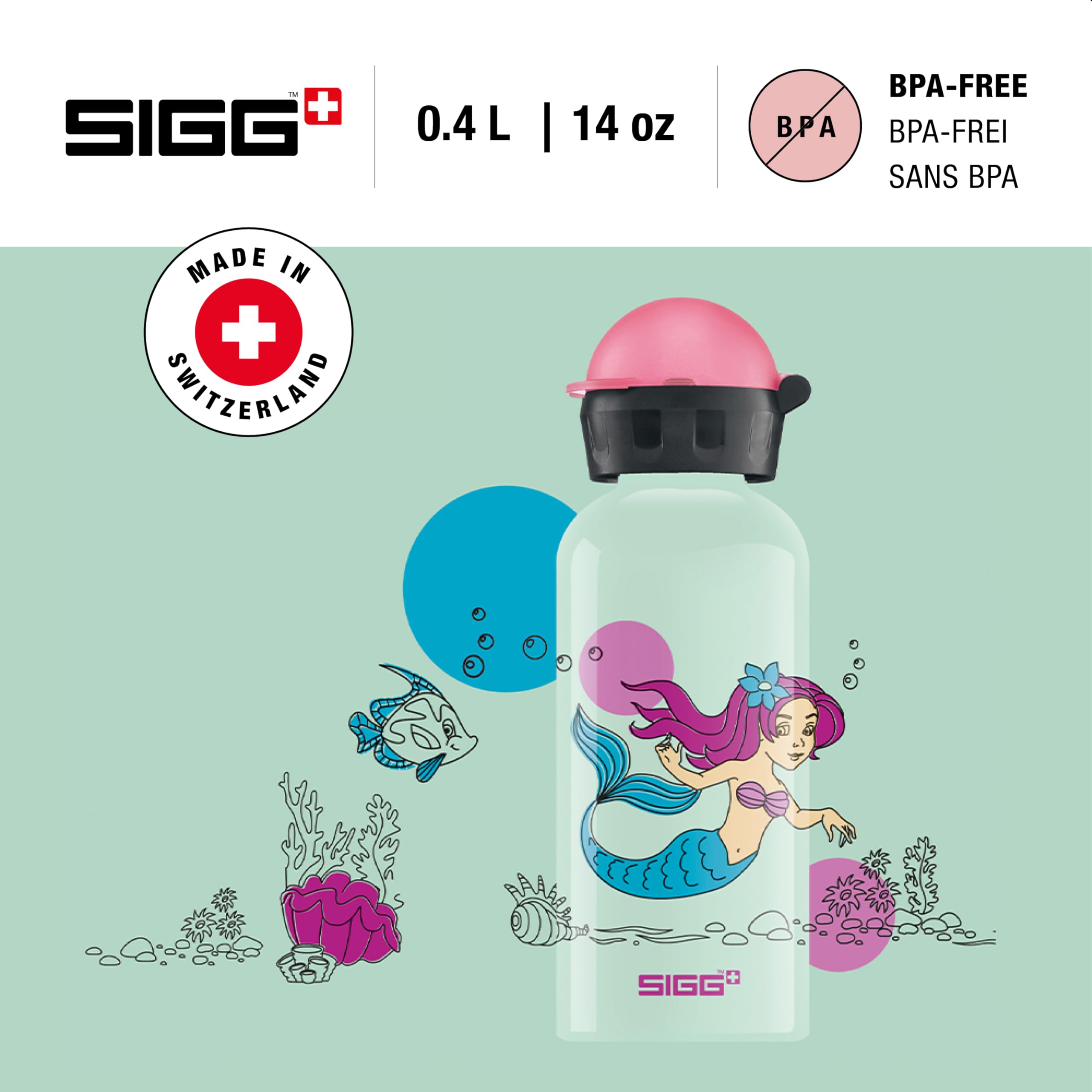 Sigg - Kids Water Bottle - Nixie - Leakproof - Lightweight - BPA Free - Aluminum - 13 Oz