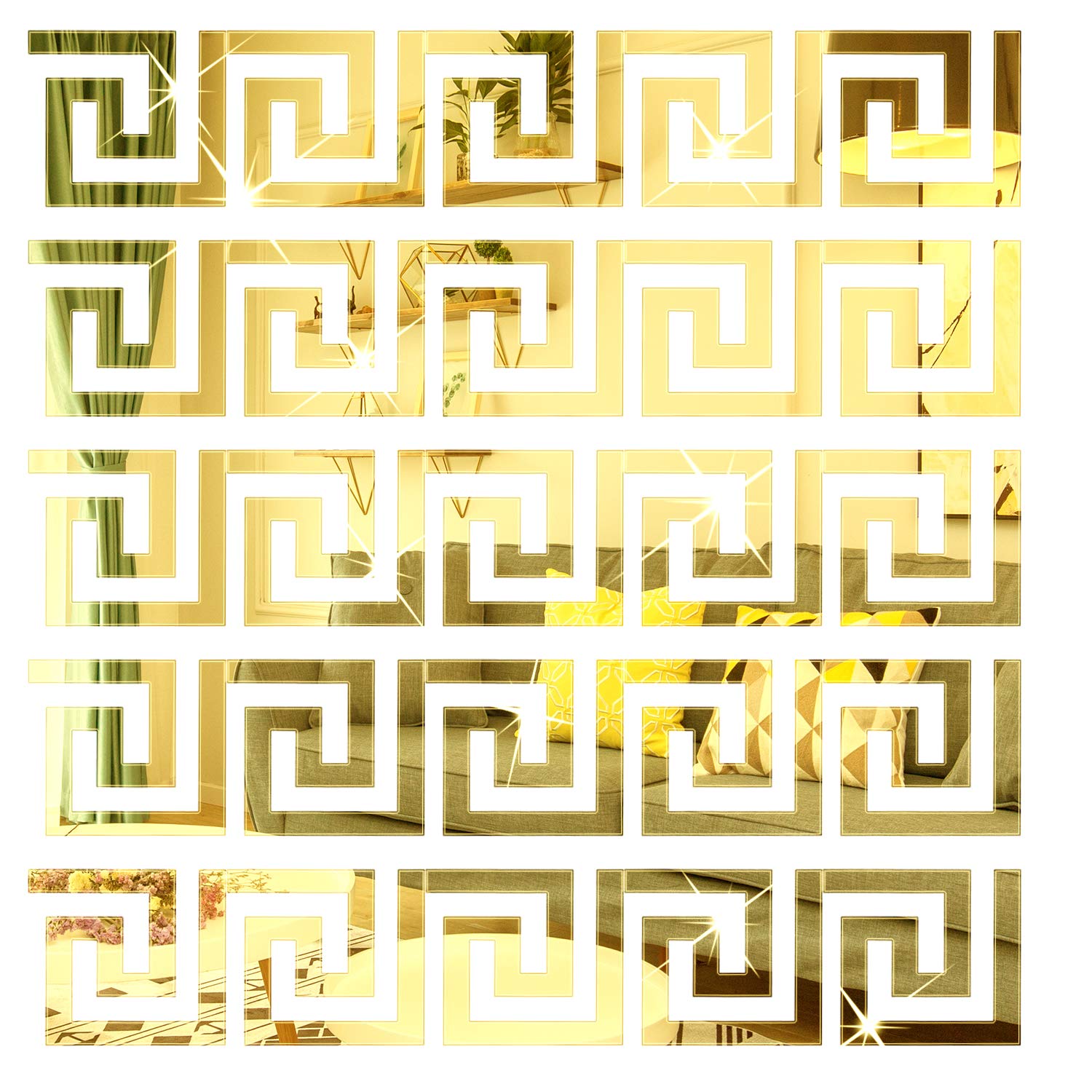 Selftek 60Pcs Diy Mirror Stickers Removable Adhensive Wall Stickers Decals For Home Art Room Bedroom Background Decoration (Geom