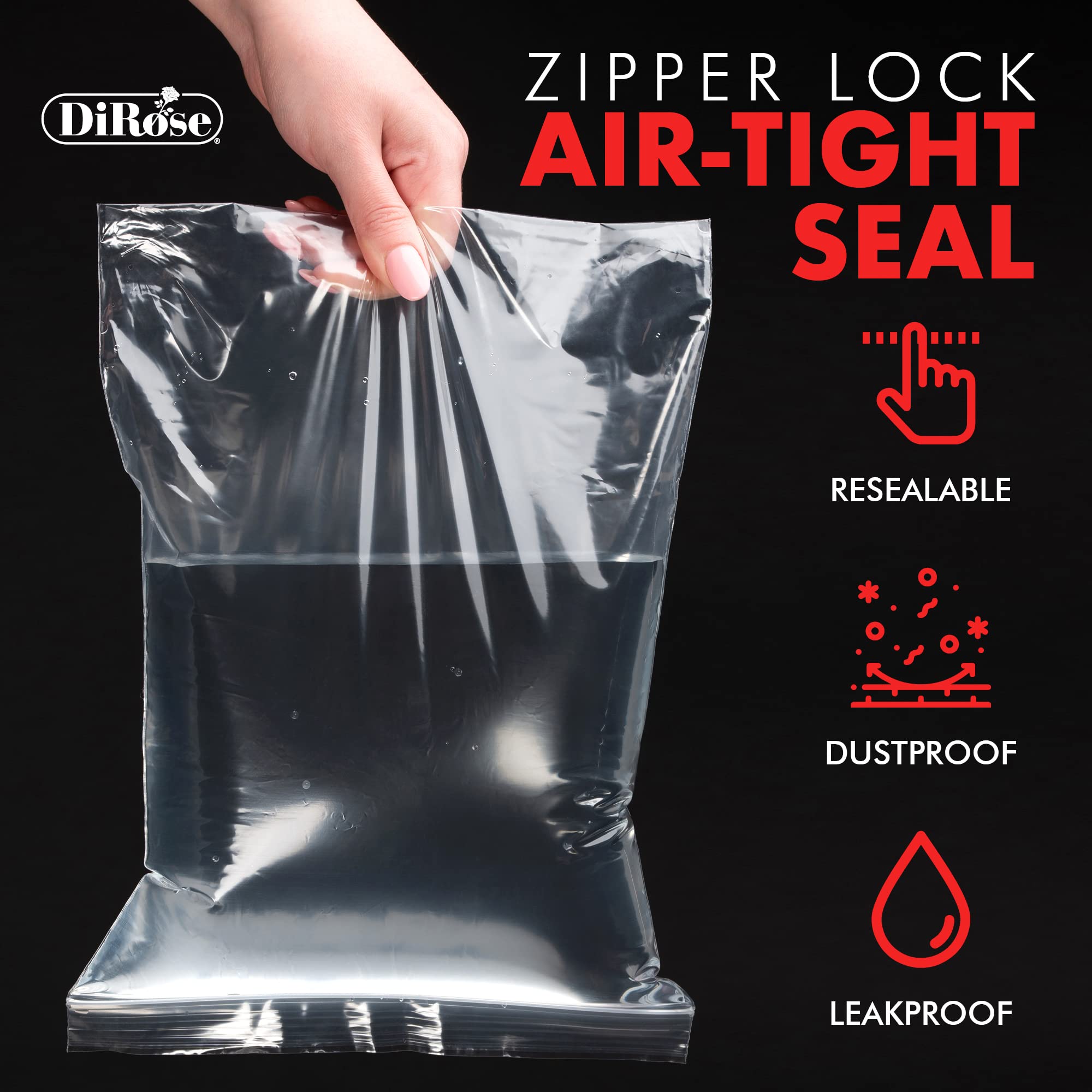 Dirose Reclosable Poly Zip Top Bags - 4'' X 6'' (100 Count), 2 Mil - Plastic Ziplock Bags - Resealable Plastic Bags With Zipper