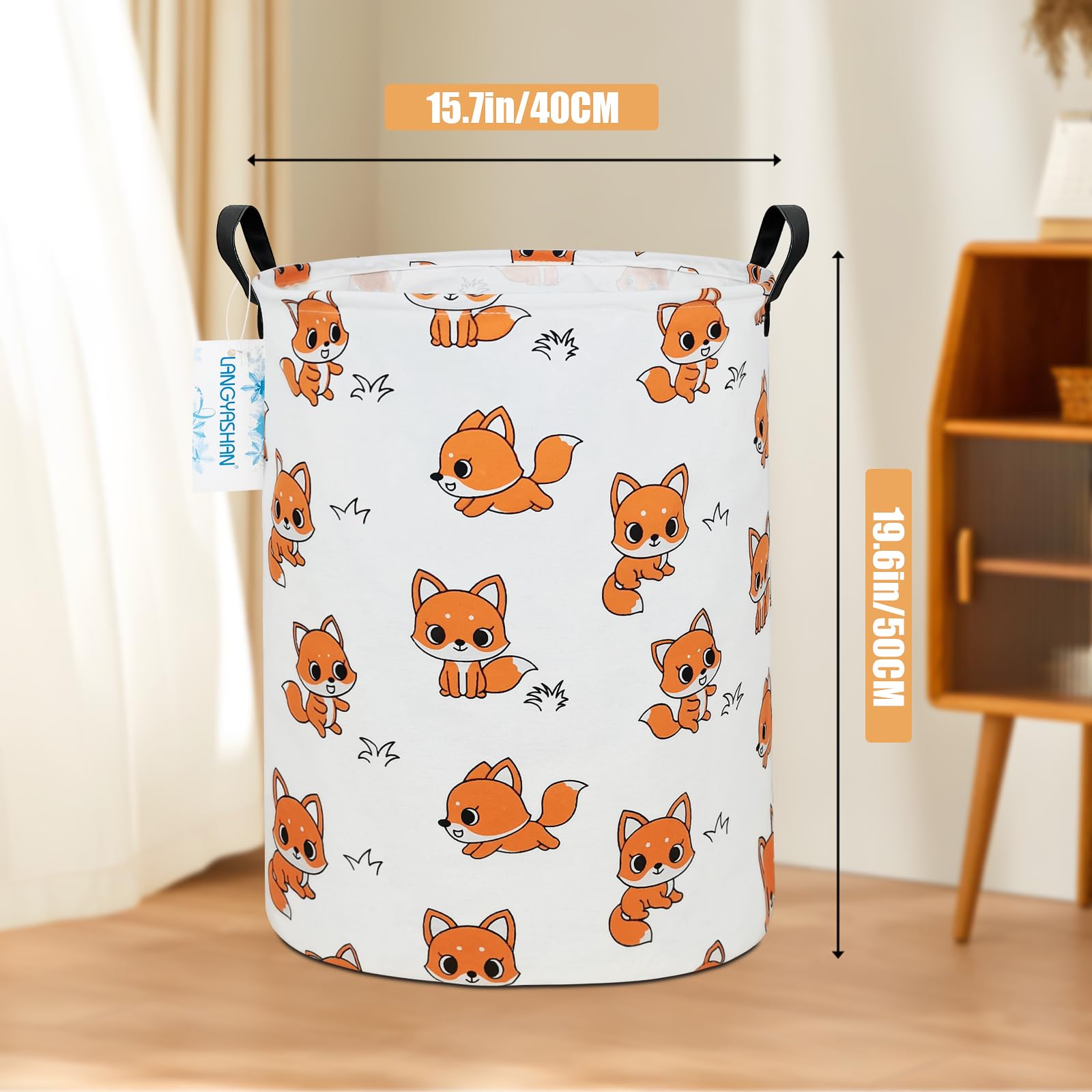 Langyashan Laundry Basket Canvas Fabric Collapsible Organizer Basket For Storage Bin Toy Bins Gift Baskets Bedroom Clothes Child