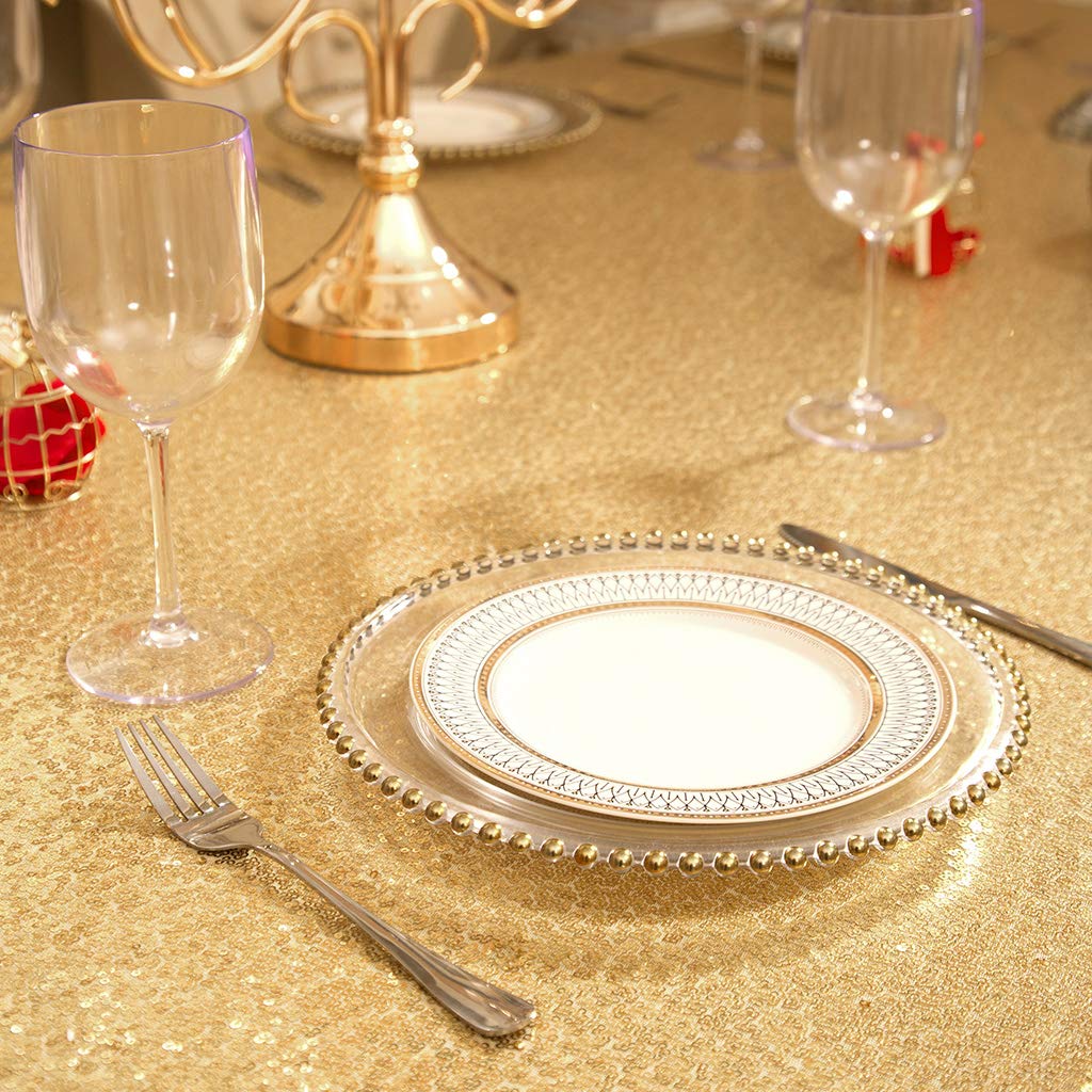 Eternal Beauty Sequin Tablecloth,Sparkly Table Cloth For Wedding Party, Christmas Decorations Round Glitter Tablecloth (120'', A