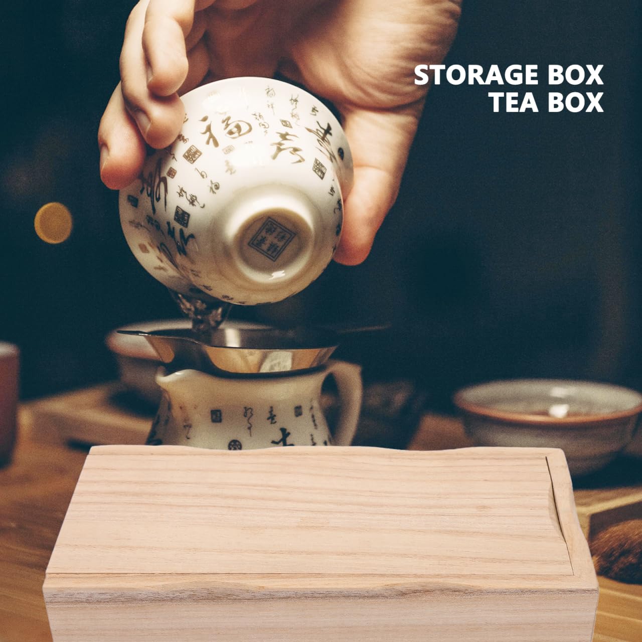 Luxshiny Vintage Wooden Box with Slide Lid: Rustic Empty Box for Loose Tea Candy Pencil Crafts and Keepsake - Khaki