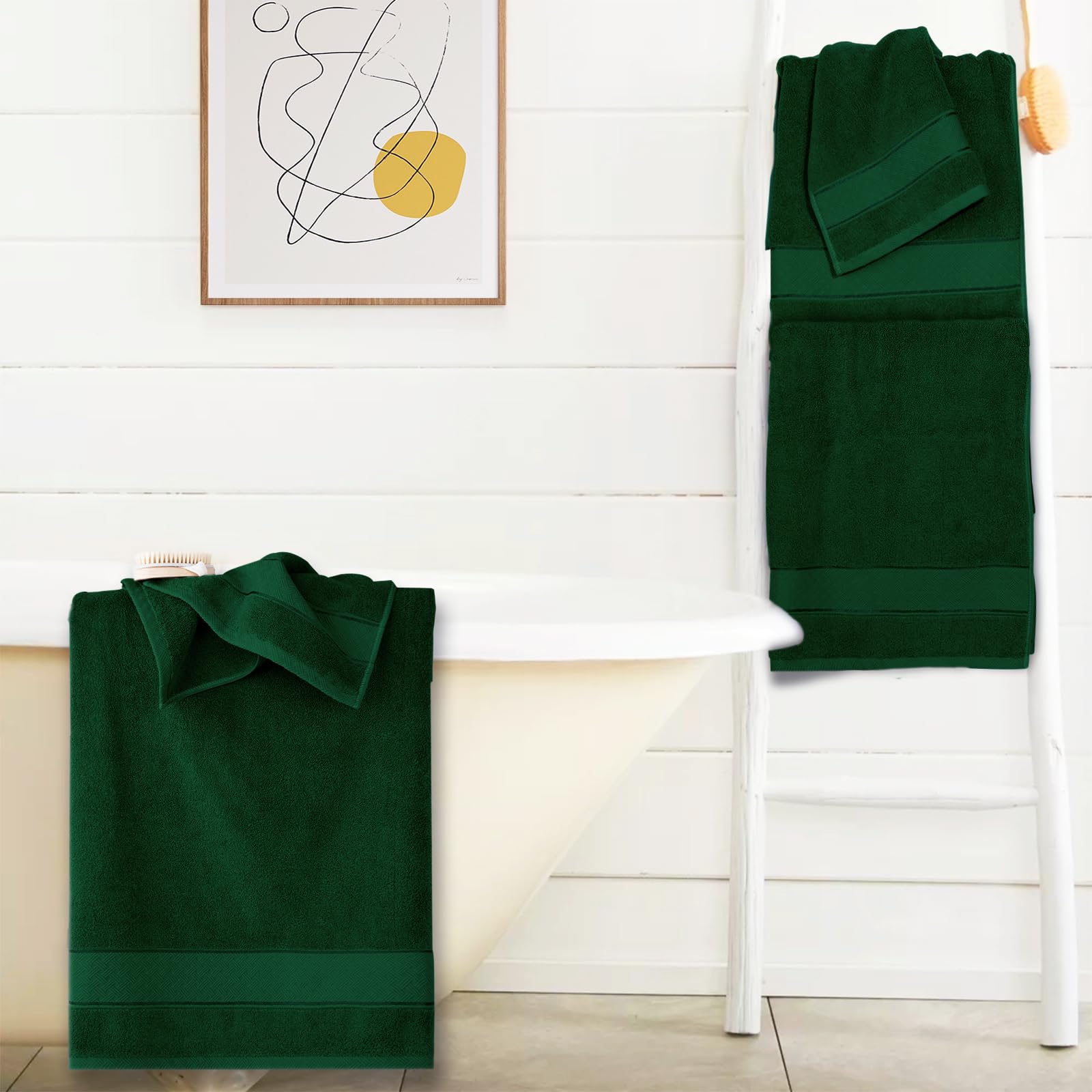 Cozyart Formal Green Bath Towels Set 6 Piece, Luxury 100% Turkish Cotton 650Gsm Hotel Quality, Soft, Absorbent,Towel Sets For Ba