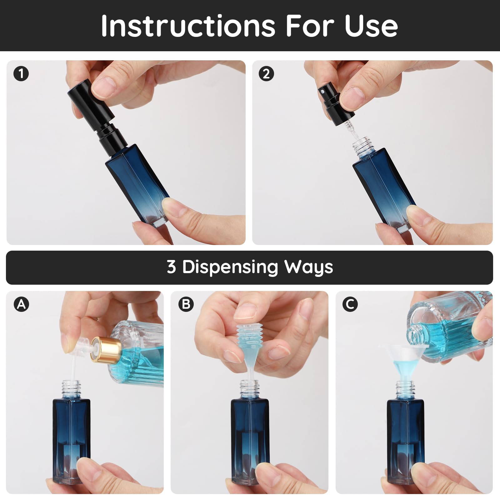 Segbeauty 10Ml Perfume Travel Refillable, 5 Pack Mini Glass Spray Bottles With Refill Tool, Portable Cologne Dispenser Fine Mist