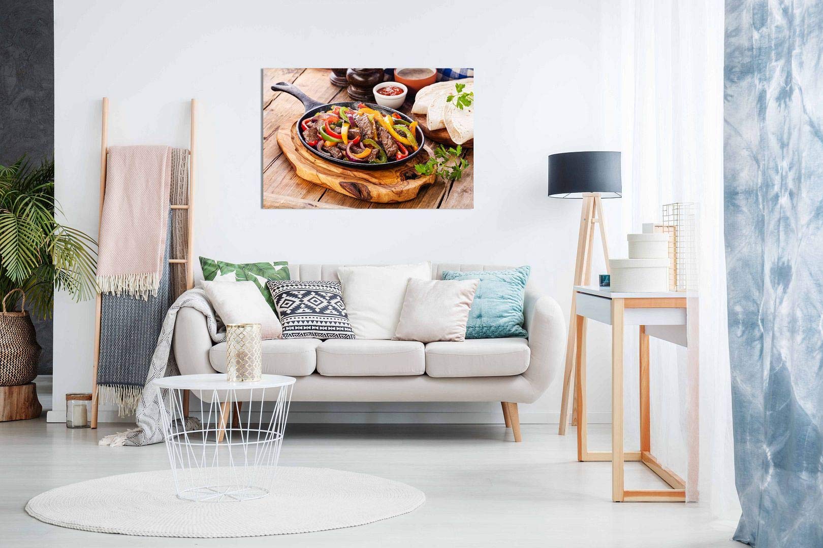 Mexican Restuarant Food Beef Fajitas Canvas Wall Art Picture Print Home Decor (30X20In)