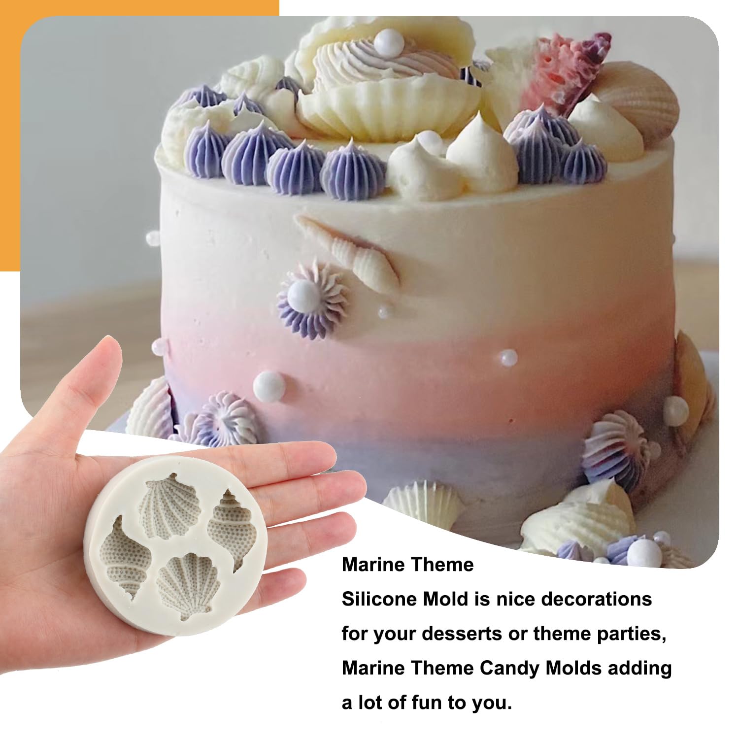Sijiangmold Marine Theme Fondant Molds Seashell Conch Starfish Coral Silicone Mold For Cake Decorating Chocolate Candy Cupcake T