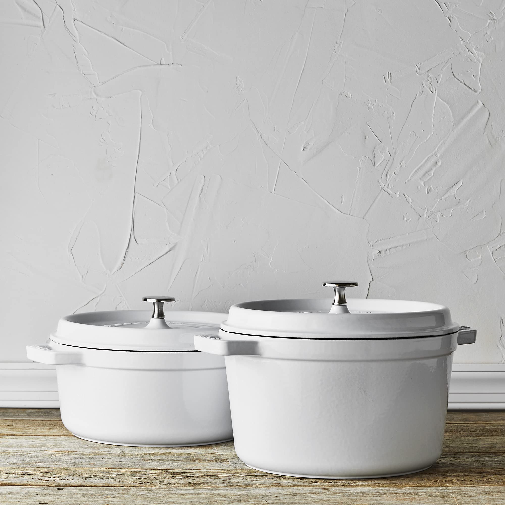 Staub Cast Iron Dutch Oven 5-Qt Tall Cocotte, Made In France, Serves 5-6, White