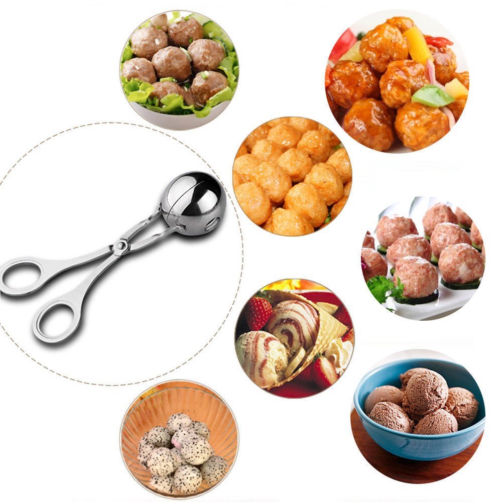2 PCS None-Stick Meat Ballers  Stainless Steel Meat Baller Tongs  Cake Pop Meatball Maker Ice Tongs  Cookie Dough Scoop for Kitchen. (1.38'' and 1.78'')
