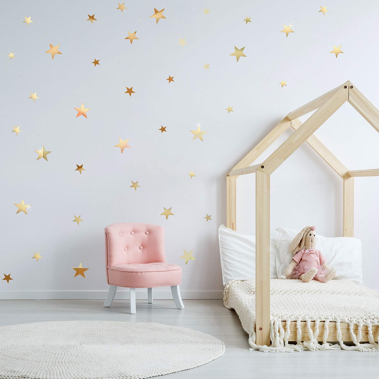 Shappy 32 Pcs Star Mirror Wall Stickers For Bedroom Living Room Decoration Diy Removable Acrylic Mirror Wall Decals For Home Nur