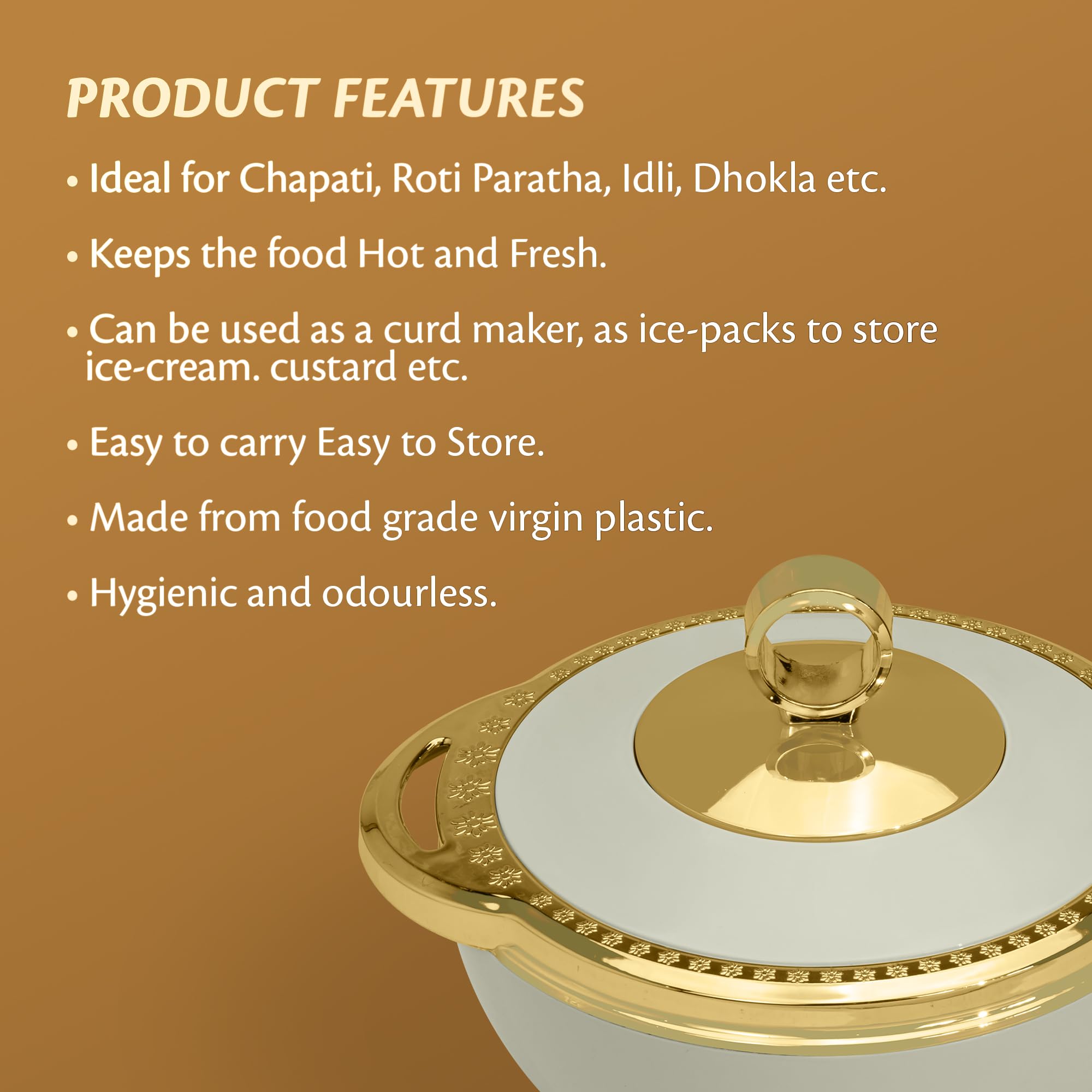 Selvel Milano Inner Steel Casserole Set Of 3 (1700Ml, 1100Ml, 600Ml)|Bpa Free|Advanced P.U. Insulation| Hot Box For Kitchen | Ke